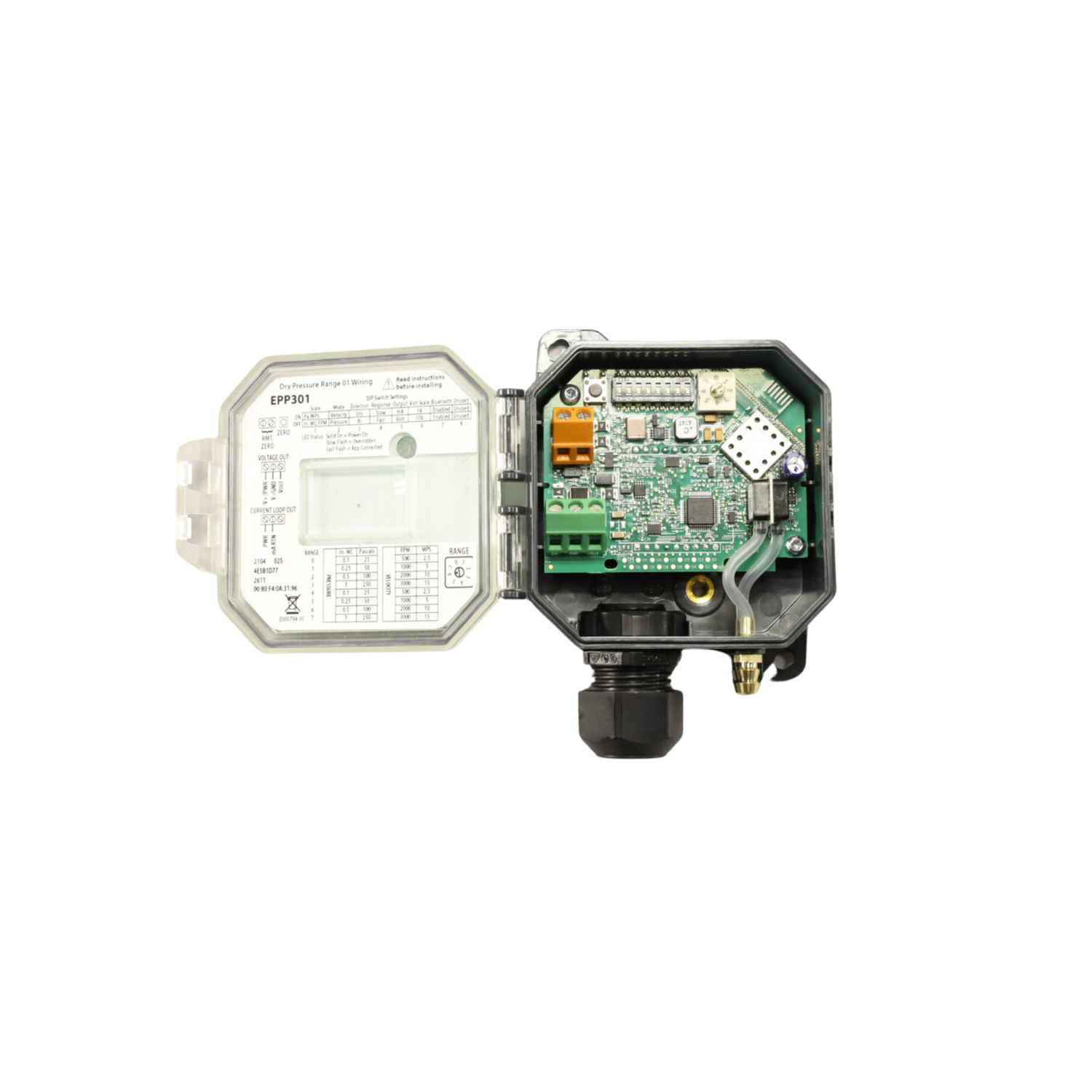 Schneider Electric (Barber Colman) EPP301 0-1 W.C, Panel Mounting, Pressure Sensor