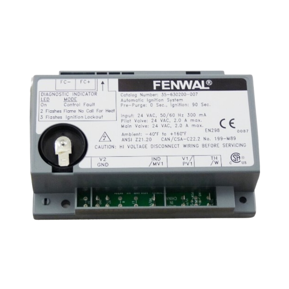 Fenwal 35-630200-007 120VAC, 0 Pre-Purge, 0 Inter-Purge, 90s Ignition Time, Ignition Module