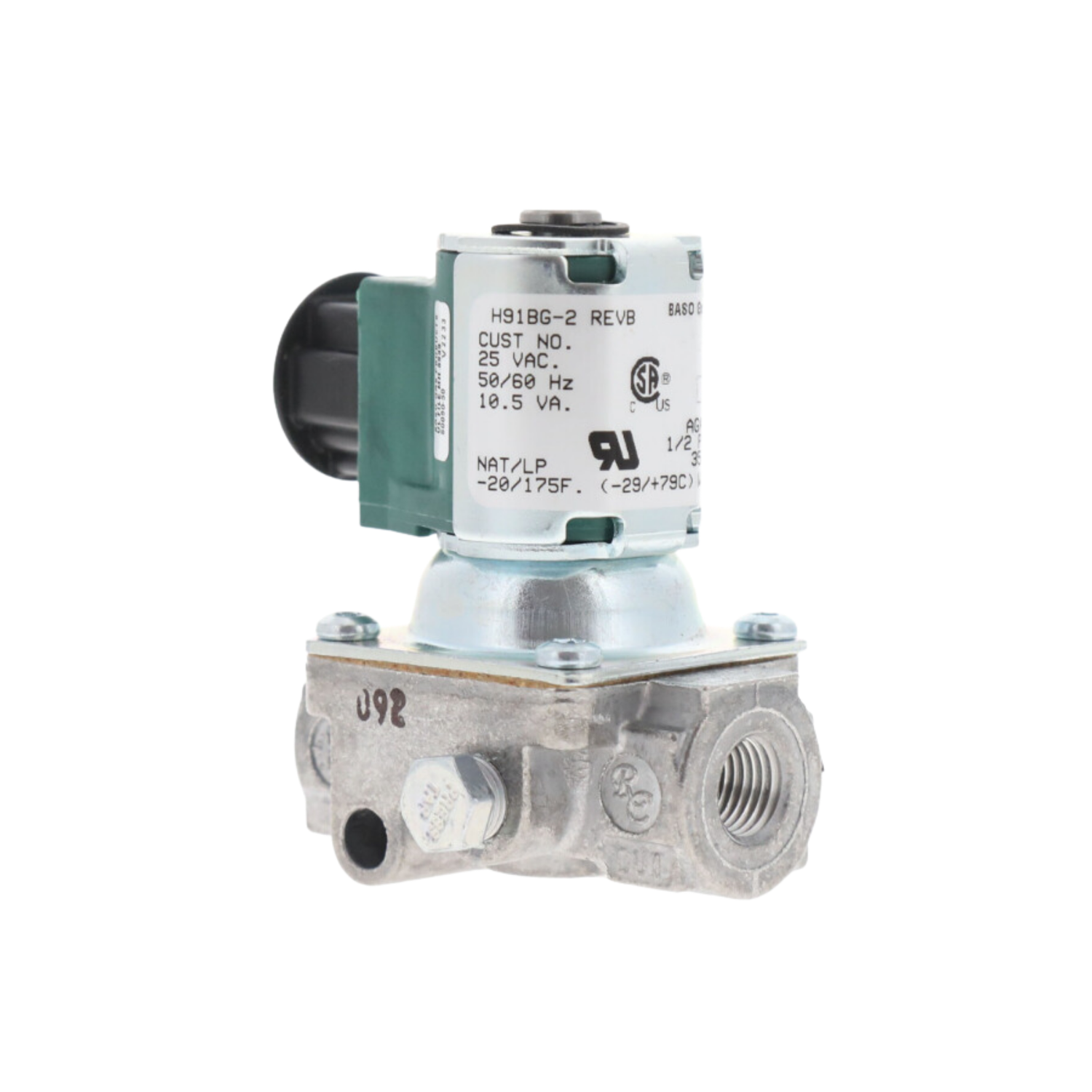 Baso H91BG-2C REVB 1/4" NPT Connection Size, 24V, 100,000 BTU Capacity, Gas Valve