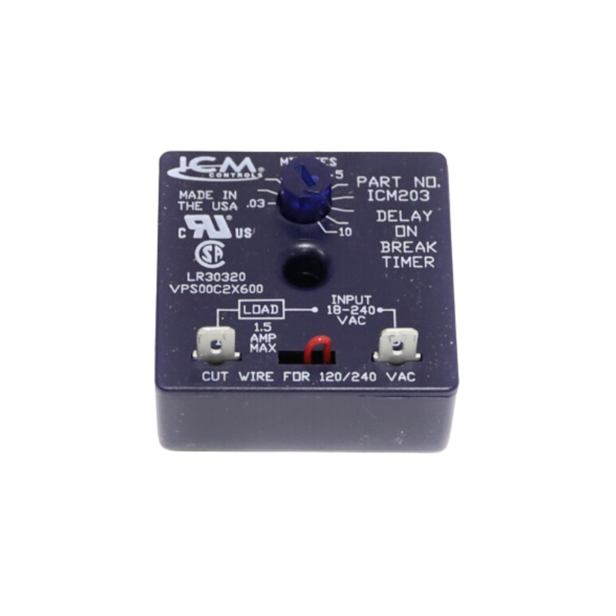 ICM Controls ICM203 18-240VAC, 1.5A, Delay-on-Make Timer with Adjustable Time Delay Relay