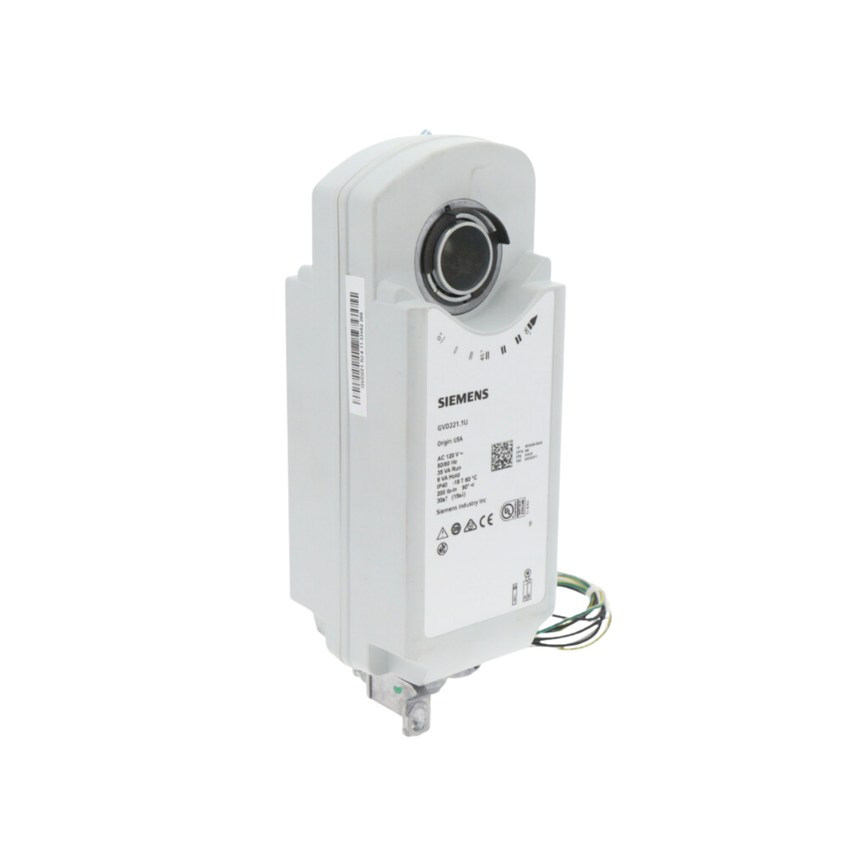 Siemens Building Technology GVD221.1U 120V, 200 Lb-In, 2 Position, Spring Return, Fire-Smoke Actuator