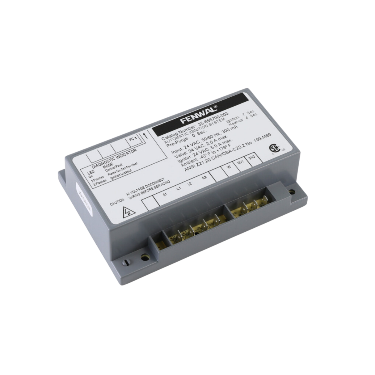 Fenwal 35-655700-003 24V, 0 Pre-Purge, 0 Inter-Purge, 7s Ignition Time, Automatic Ignition System
