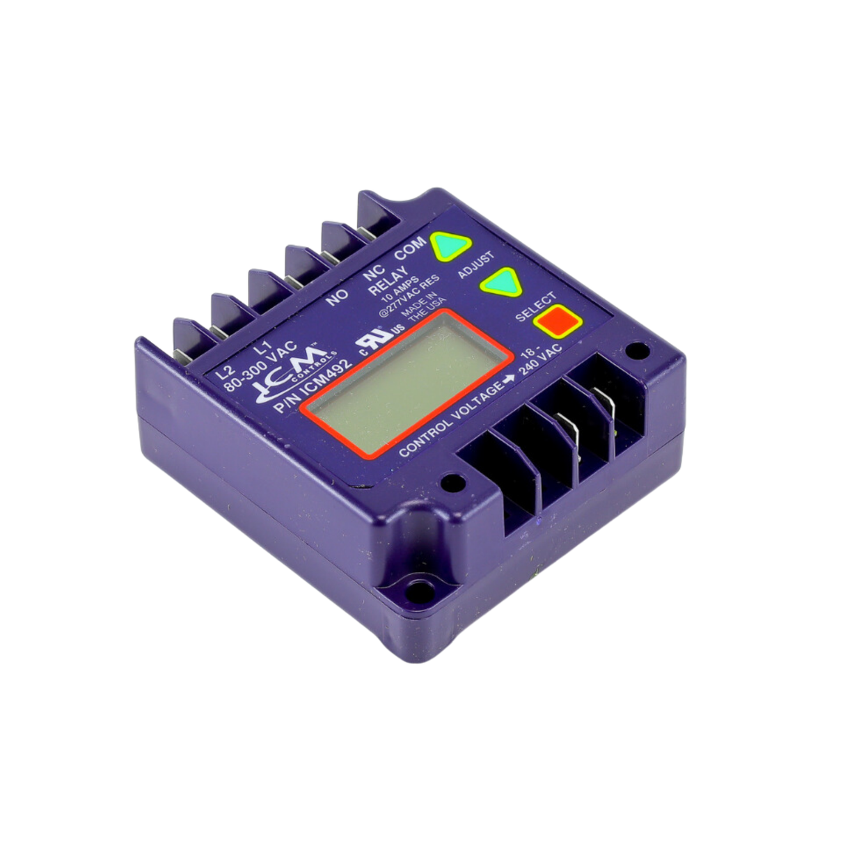 ICM Controls ICM492-LF 80-300VAC, LCD Setup and Diagnostics, Single Phase Line Voltage Monitor