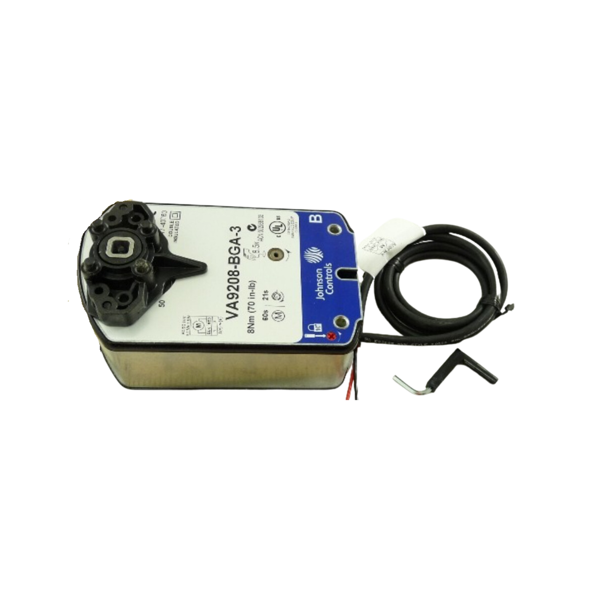 Johnson Controls VA9208-BGA-3 24VAC Supply Voltage, Ball Valve Actuator with 48" Appliance Cable with Integral 3/8" FMC Connector