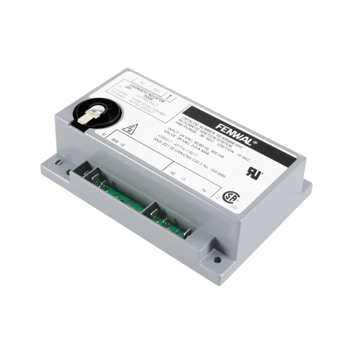 Fenwal 35-605968-205 24VAC, 30s Pre-Purge, 0 Inter-Purge, 10s Ignition Time, Ignition Control Module