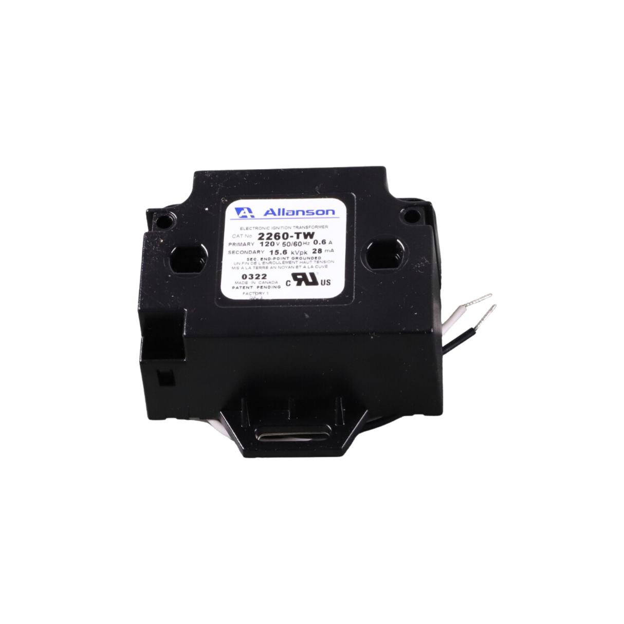 Allanson Transformers 2260-TW Primary Voltage 120 VAC, Secondary Voltage 15600 VAC Gas Ignitor