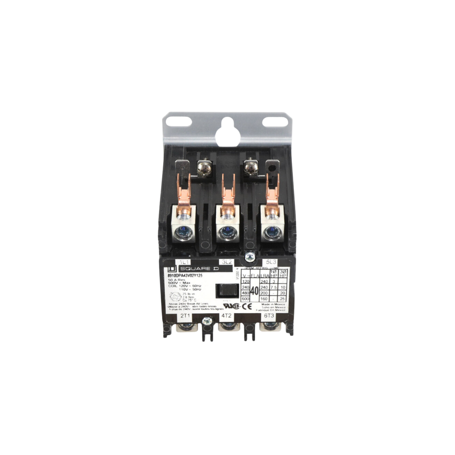 Schneider Electric (Square D) 8910DPA43V02Y125 110/120VAC, 40A, 3 Pole, Contactor