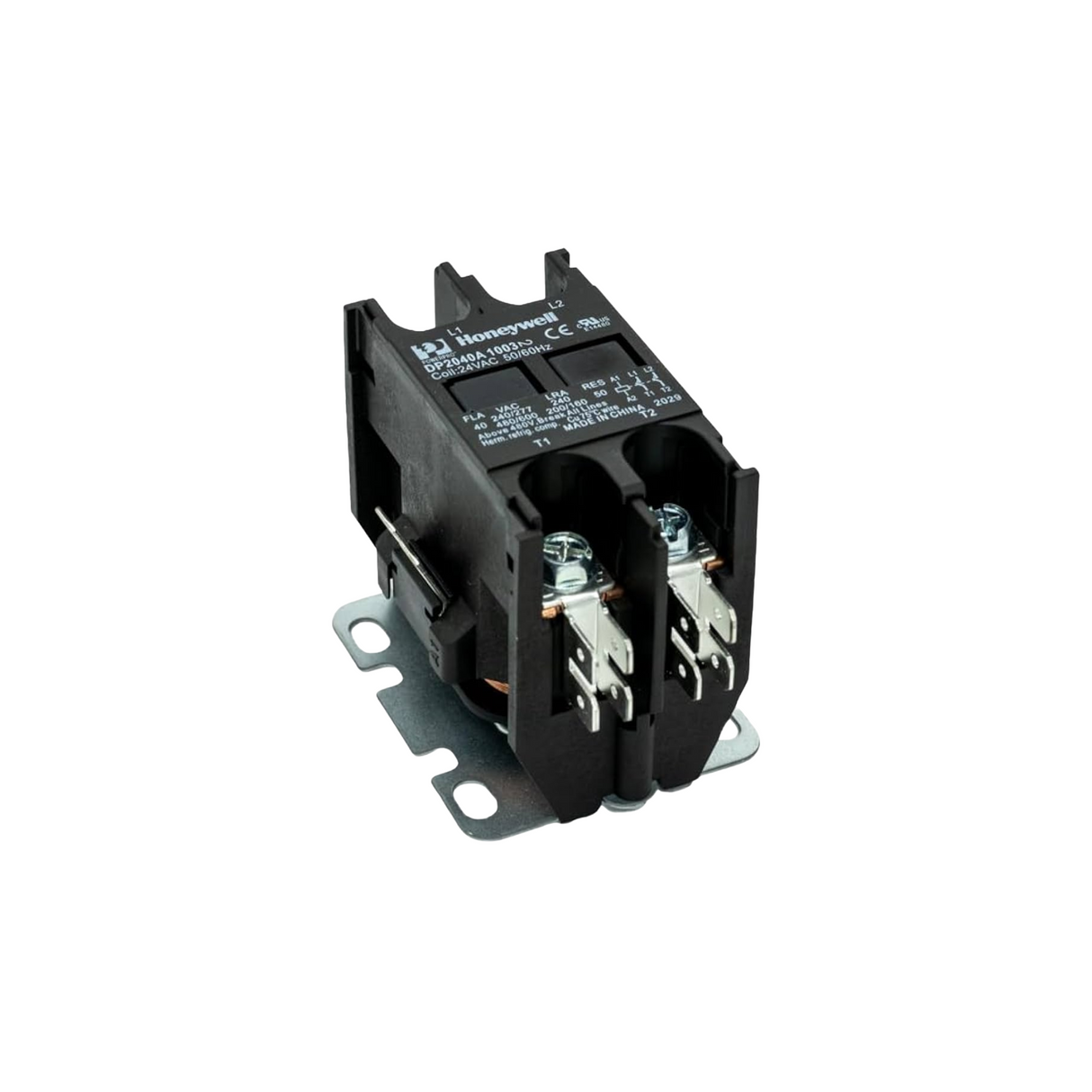 Honeywell DP2040A1003 - Economy Definite Purpose Contactor, 2 Pole, 24 Vac, DPST, 1/4" Quick Connects, 40 Amp, Silver Cadmium Oxide Contatcs, -4/149 Degree Temperature Range