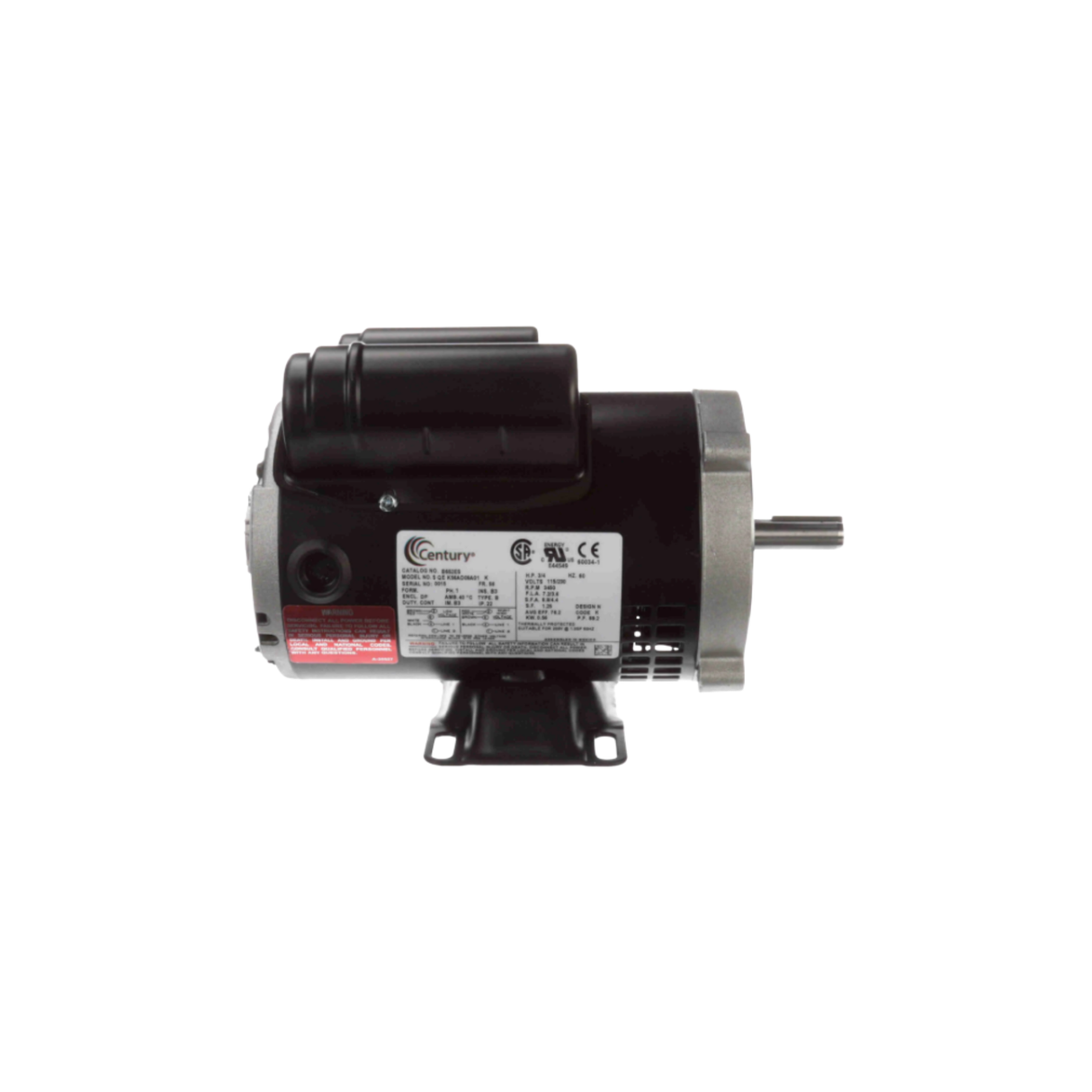 Regal Rexnord - Century Motors B652ES 115/230 V 60 Hz 3450 RPM 3/4 HP Counter Clockwise / Clockwise Motor