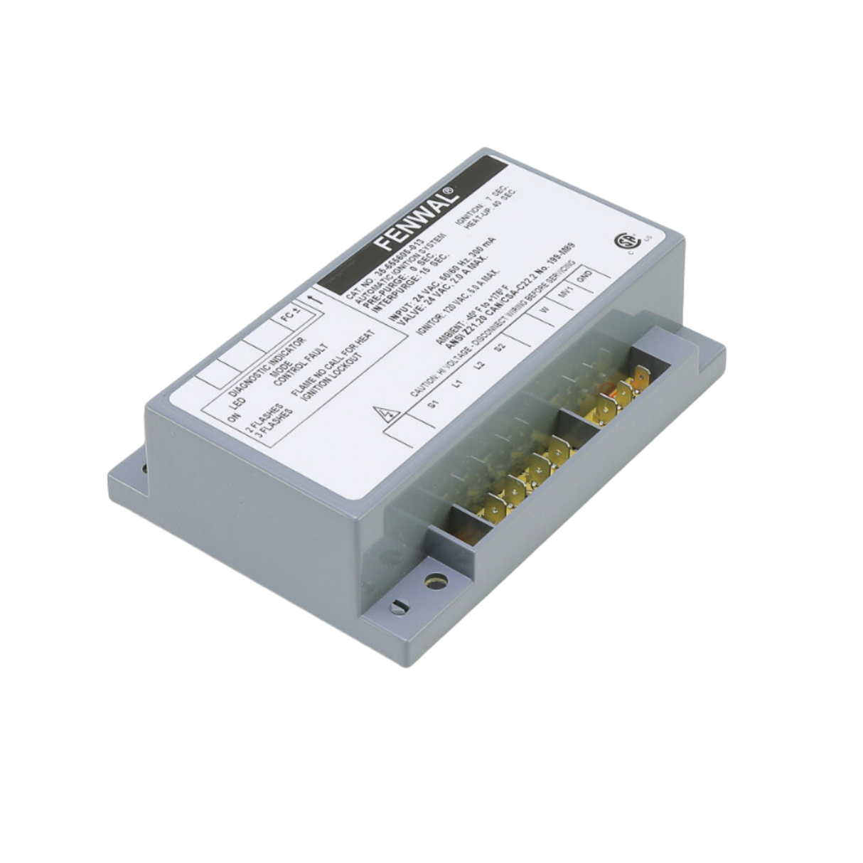 Fenwal 35-655605-013 24VAC, 0 Pre-Purge, 15s Inter-Purge, 7s Ignition Time, 40s Heat Up, Automatic Ignition System