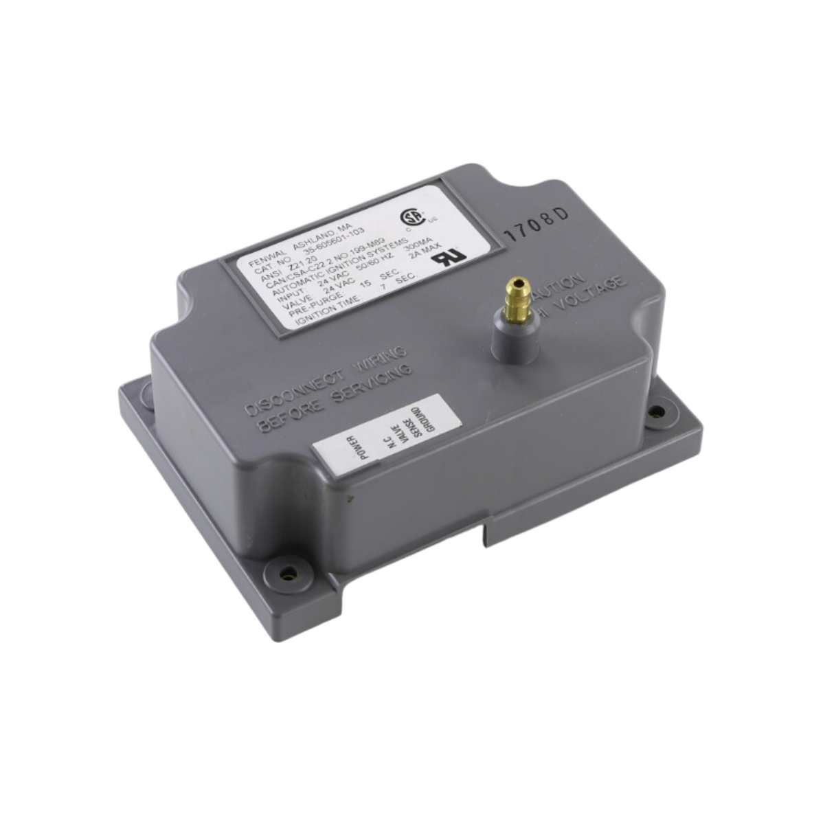 Fenwal 35-605601-103 24VAC, 15s Pre-Purge, 0 Inter-Purge, 7s Ignition Time, Direct Spark Ignition Module