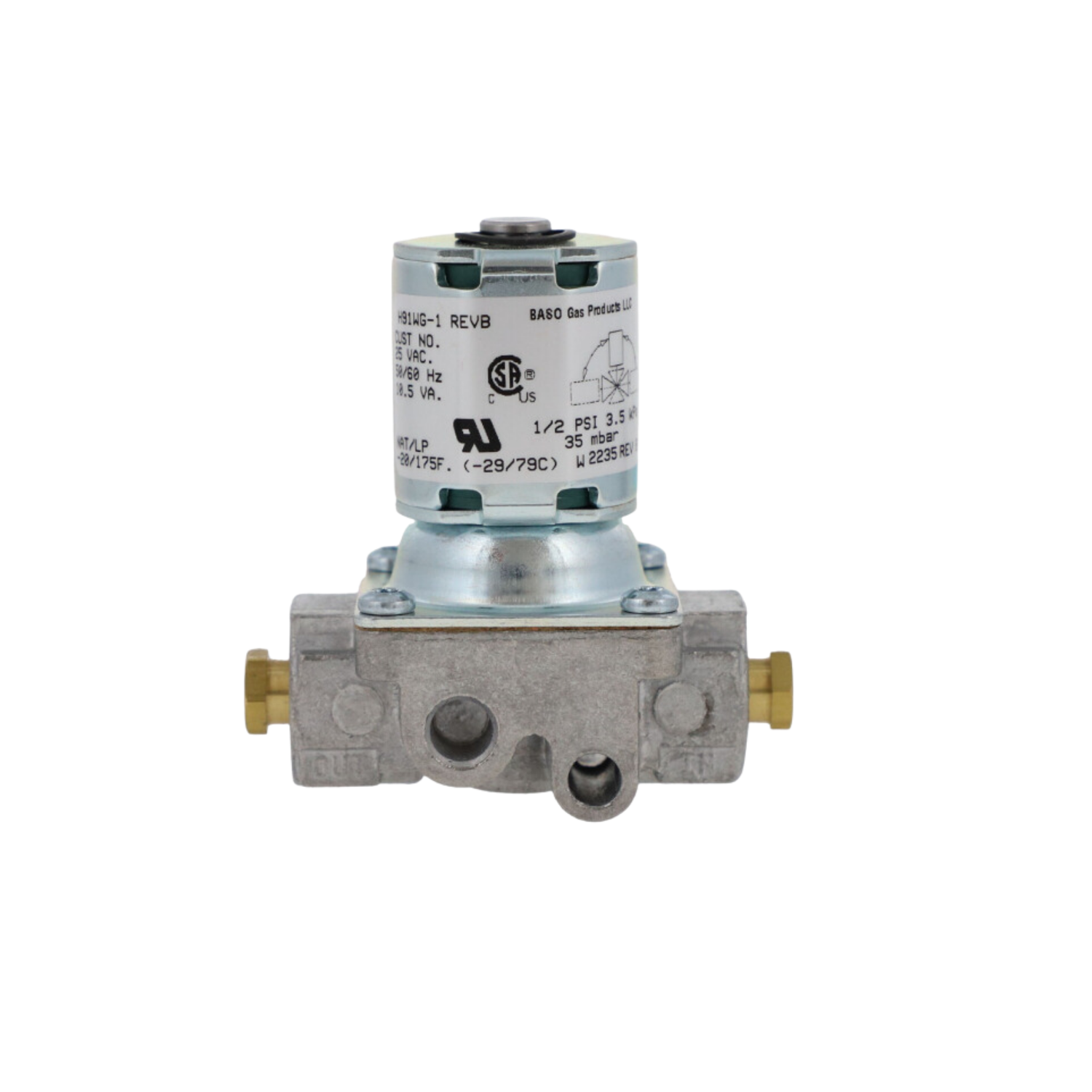 Baso H91WG-1C REVB 25V, 2-1/2" x 1-3/4", Gas Valve