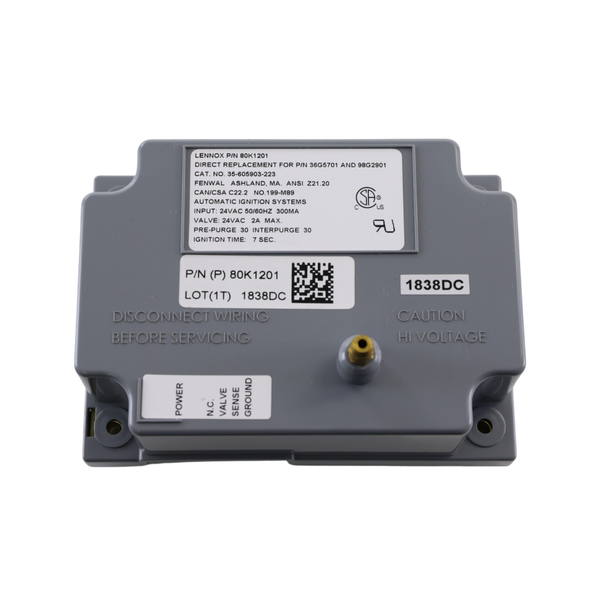 Fenwal 35-605903-223 24VAC, 30s Pre-Purge, 30s Inter-Purge, 7s Ignition Time, Lennox, Automatic Ignition System