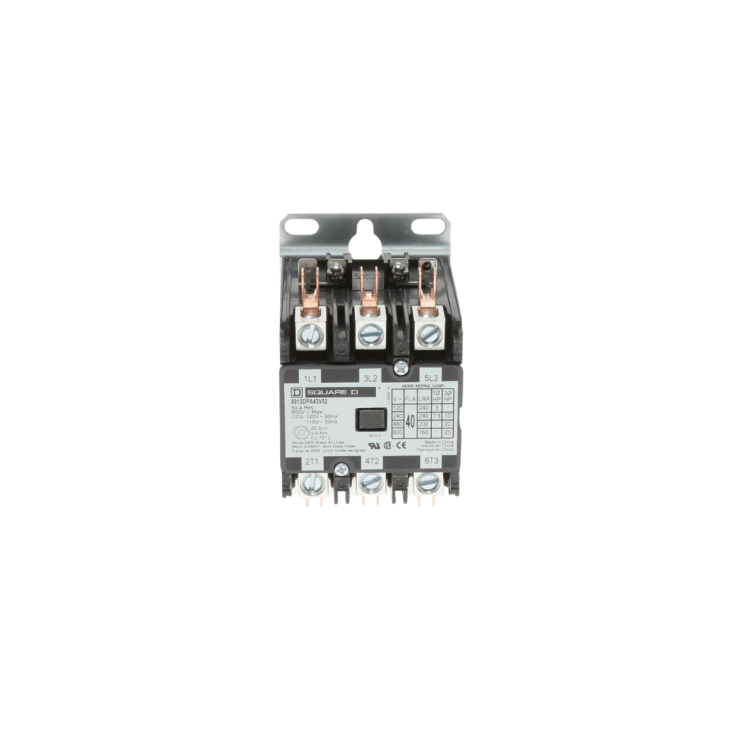Schneider Electric (Square D) 8910DPA43V02 120 V 40 A 3 Pole Contactor