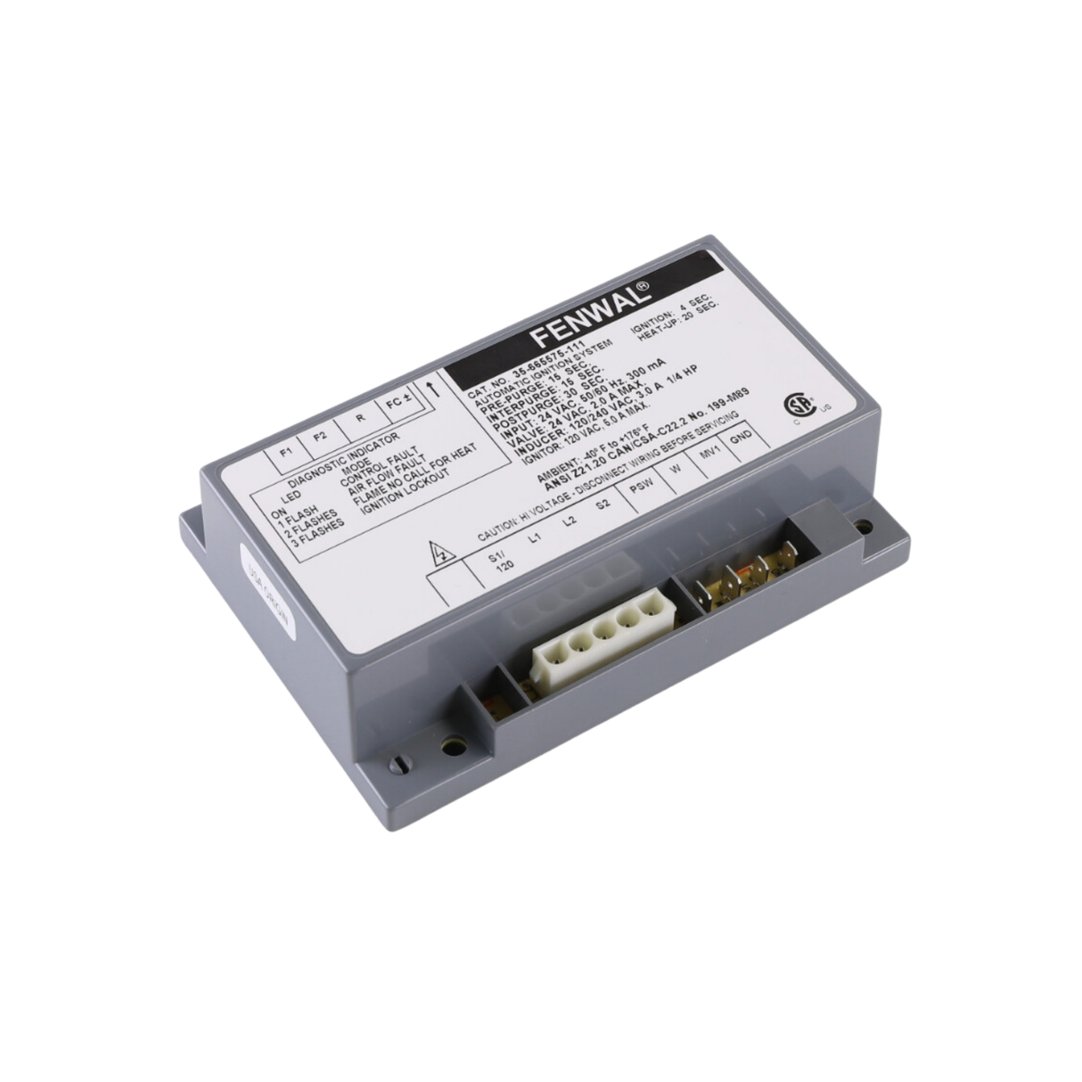 Fenwal 35-665575-111 24VAC, 15s Pre-Purge, 15s Inter-Purge, 4s Ignition Time, 20s Heat Up, Automatic Ignition System
