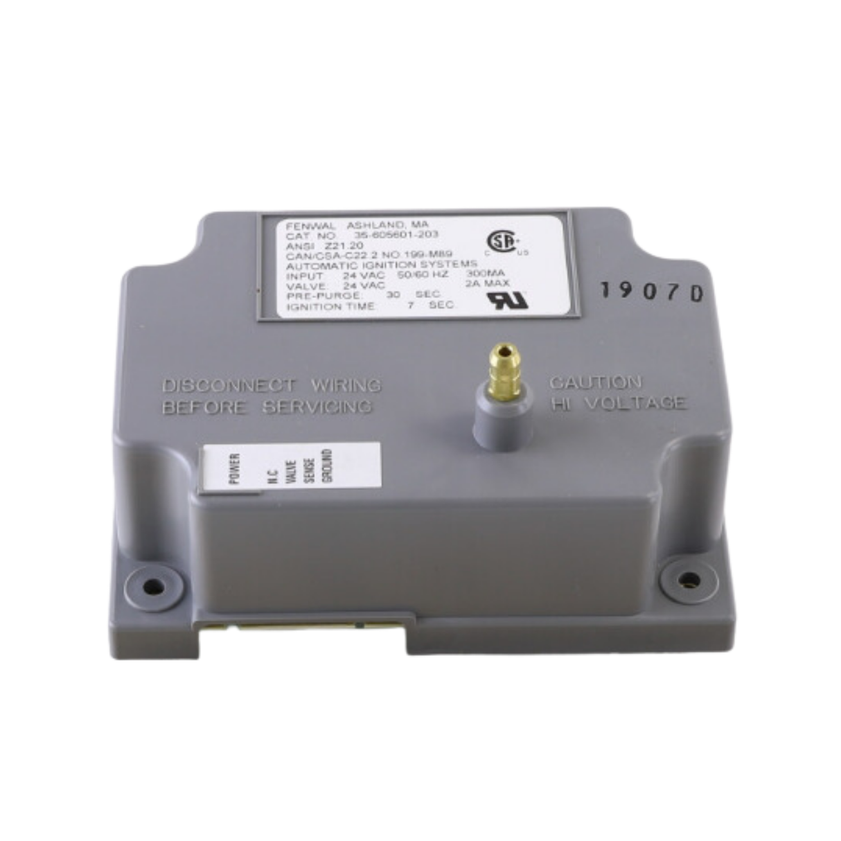 Fenwal 35-605601-203 24VAC, 30s Pre-Purge, 0 Inter-Purge, 7s Ignition Time, MOD, Direct Spark Ignition Module