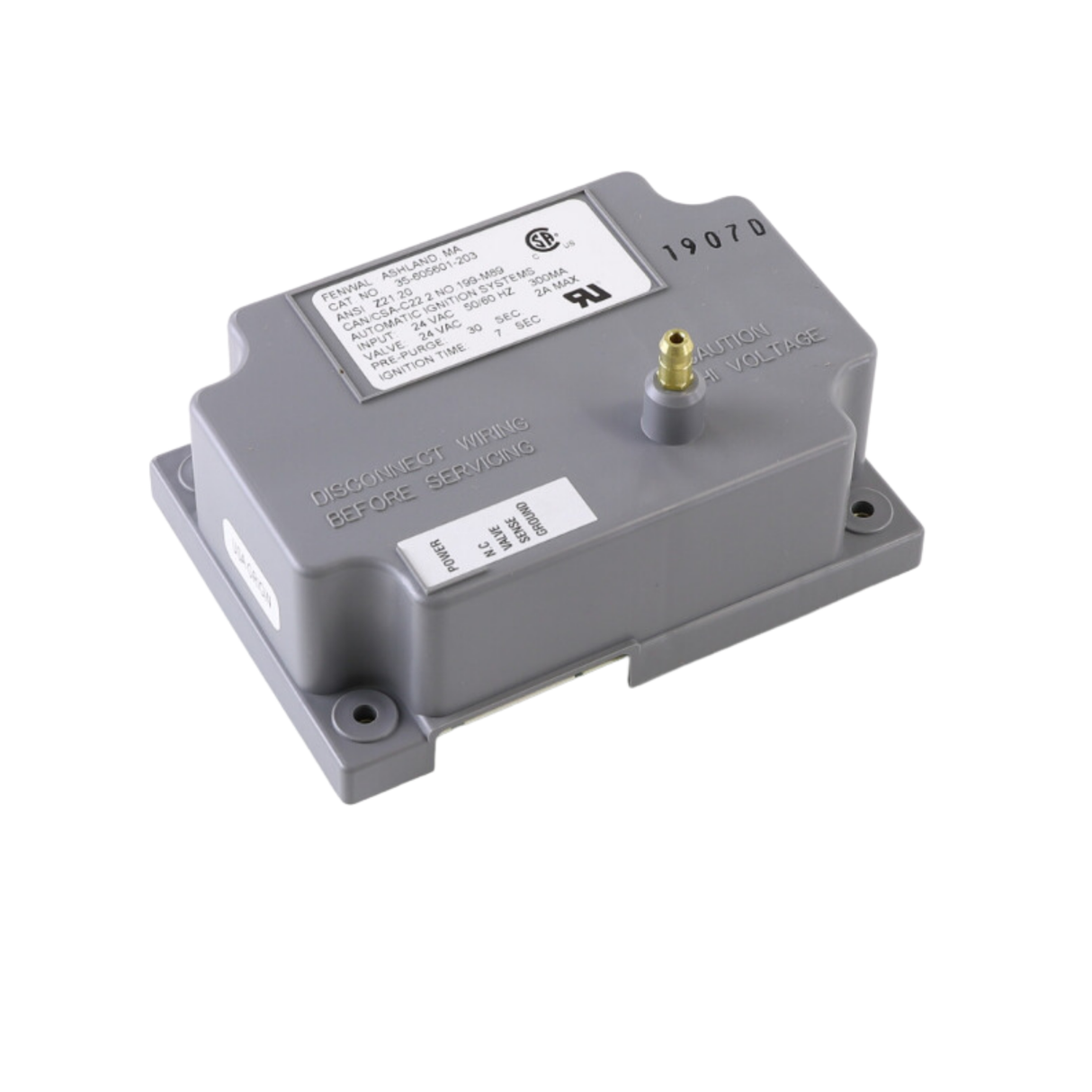 Fenwal 35-605601-203 24VAC, 30s Pre-Purge, 0 Inter-Purge, 7s Ignition Time, MOD, Direct Spark Ignition Module
