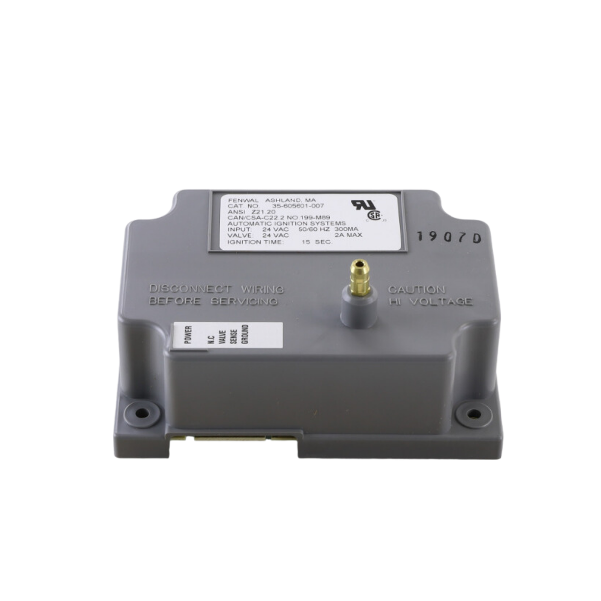 Fenwal 35-605601-007 24VAC, 0 Pre-Purge, 0 Inter-Purge, 15s Ignition Time, Automatic Ignition System