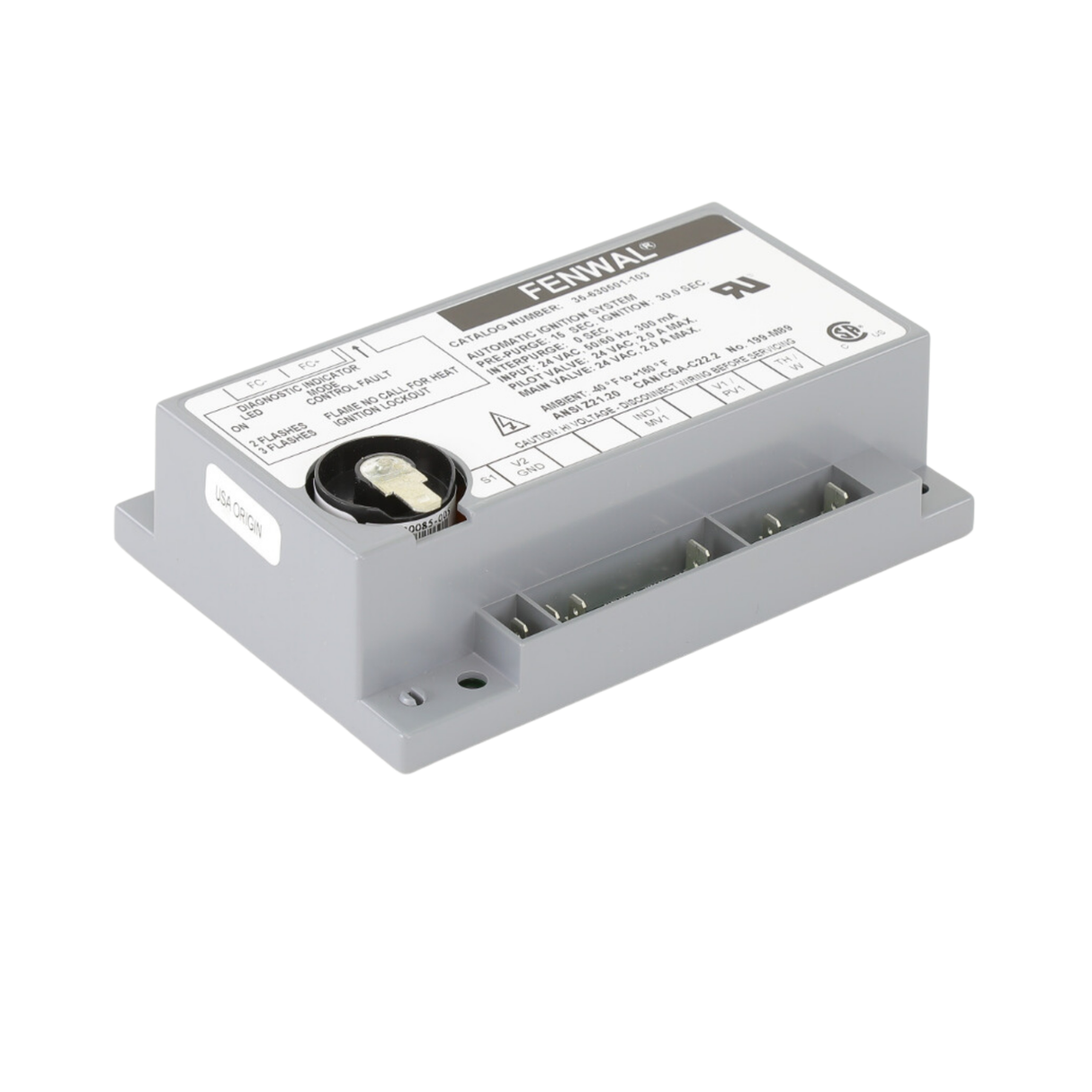 Fenwal 35-630501-103 24VAC, 15s Pre-Purge, 0 Inter-Purge, 30s Ignition Time, IP, Spark Ignition Module