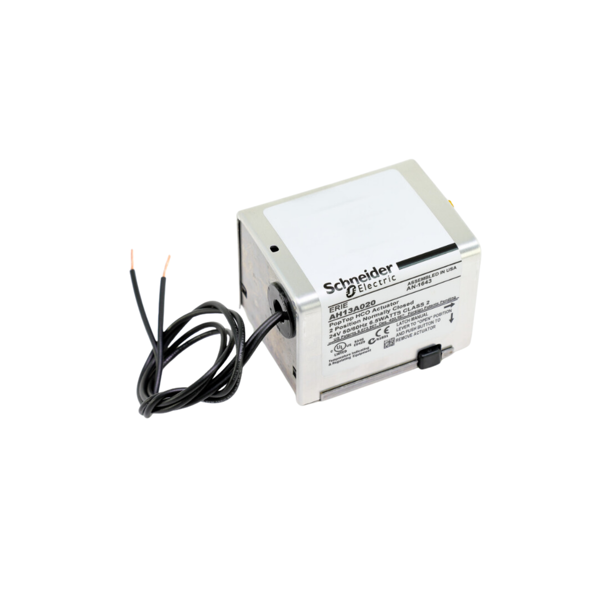 Schneider Electric (Erie) AH13A020 24VAC, 2 Position, Spring Return, Normally Closed, High Close Off, Actuator with 18" Wire Leads