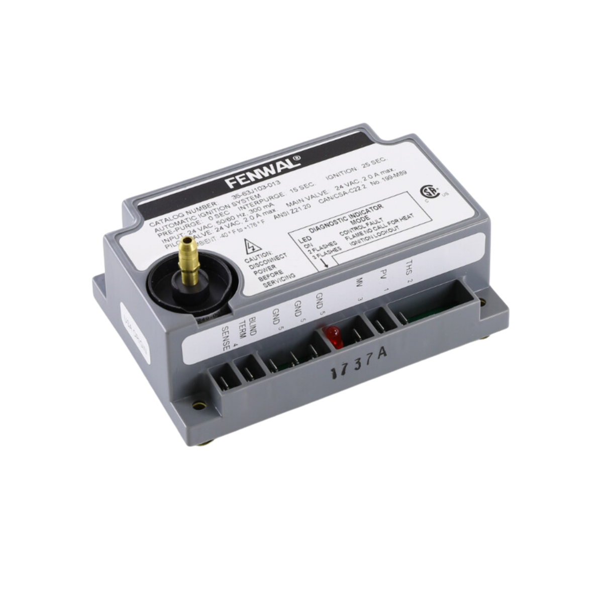 Fenwal 35-63J103-013 24VAC, 0 Pre-Purge, 15s Inter-Purge, 25s Ignition Time, Johnson Replacement, Automatic Ignition System
