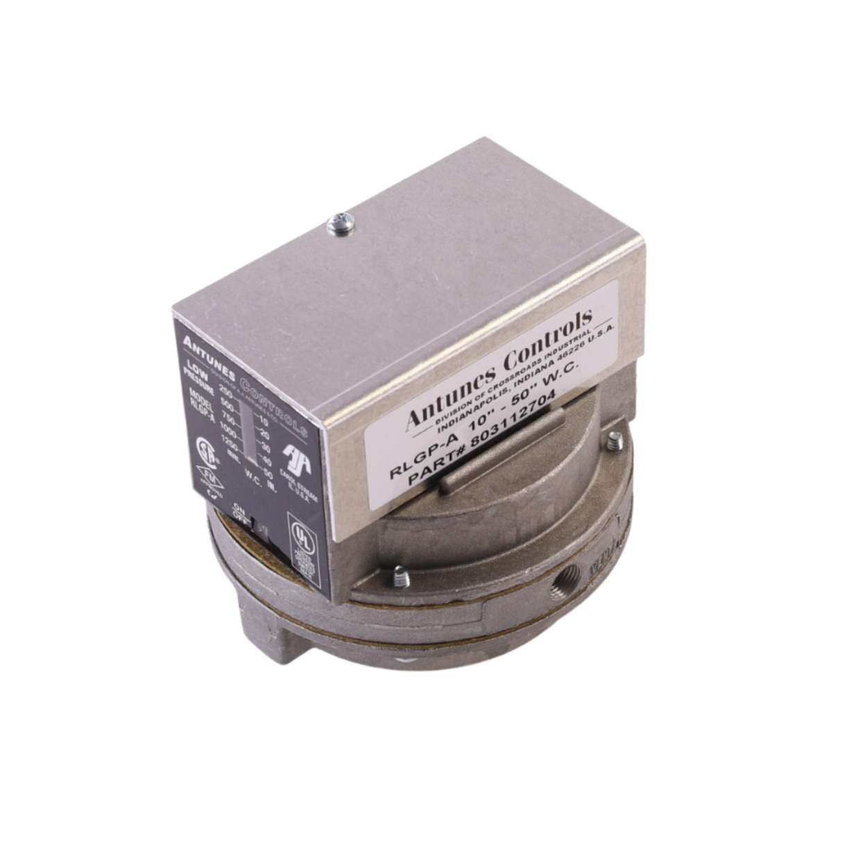 A.J. Antunes 803112704 1/4" NPT, 1/8" NPT Vent, Auto-Reset, SPDT, Low Gas Pressure Switch