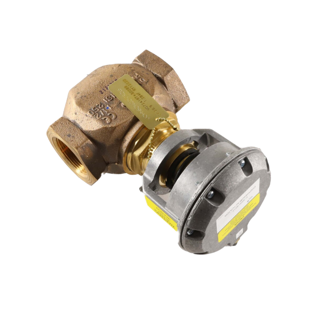 Johnson Controls VG7241RT+3008B 1 1/2" NPT Connection Size, 2 Way, Equal Percentage Flow, Valve with 3PSI - 6PSI Spring Range Spring Return Exposed Pneumatic Actuator