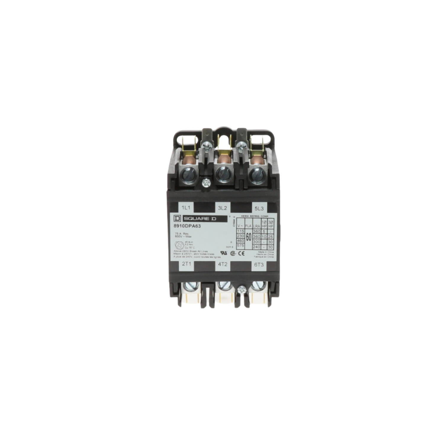 Schneider Electric (Square D) 8910DPA63V09 208/240V, 60A, 3 Pole, Contactor