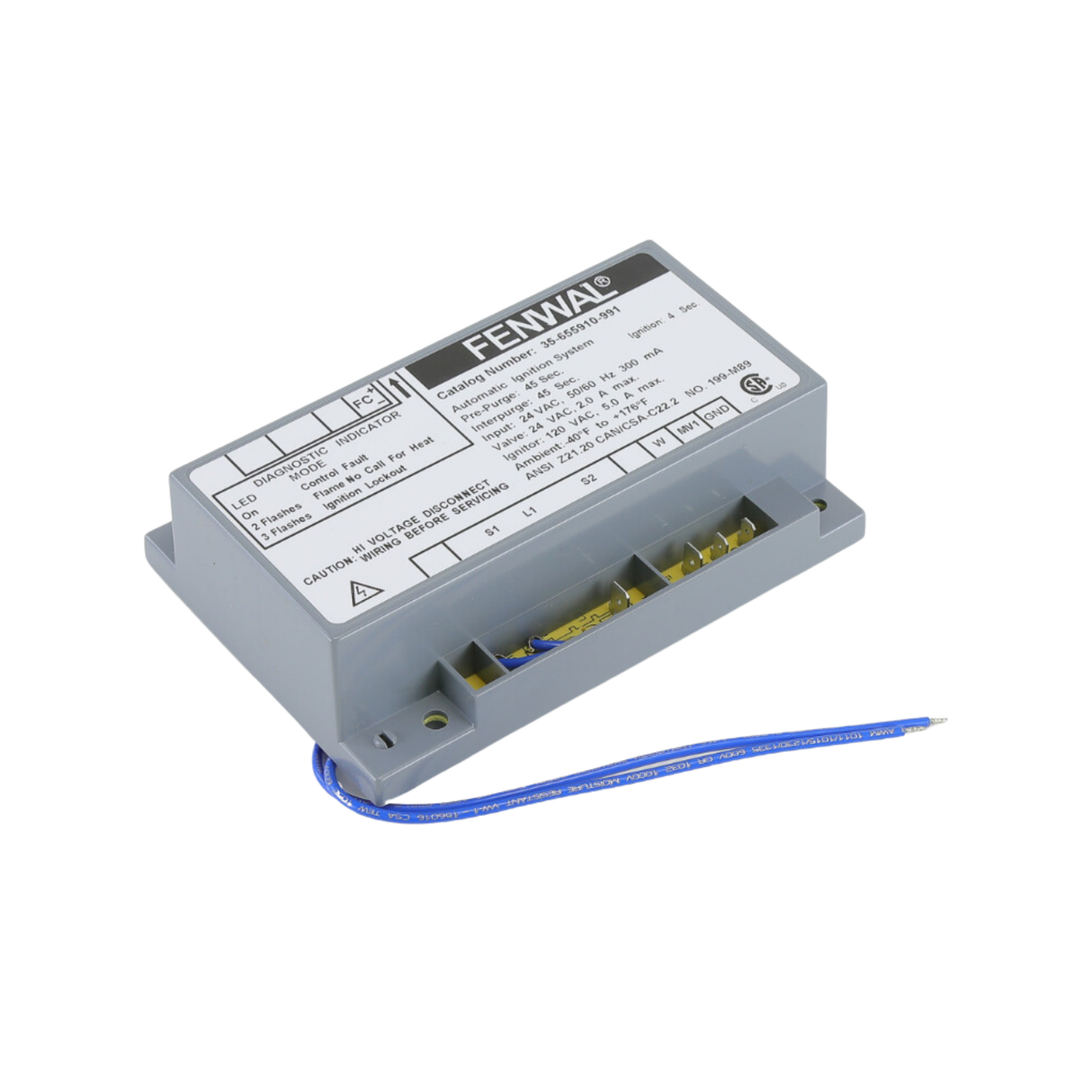 Fenwal 35-655910-991 24VAC, 45s Pre-Purge, 45s Inter-Purge, 4s Ignition Time, HSI, Ignition Module