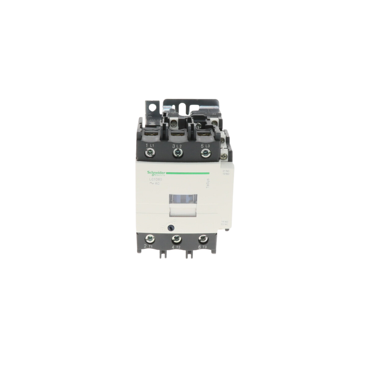 Schneider Electric (Square D) LC1D80F7 Non-Reversing Type with Screw Terminals, 110VAC Coil, 3 Pole, 80A, 1N/O 1N/C Electrical Contactor