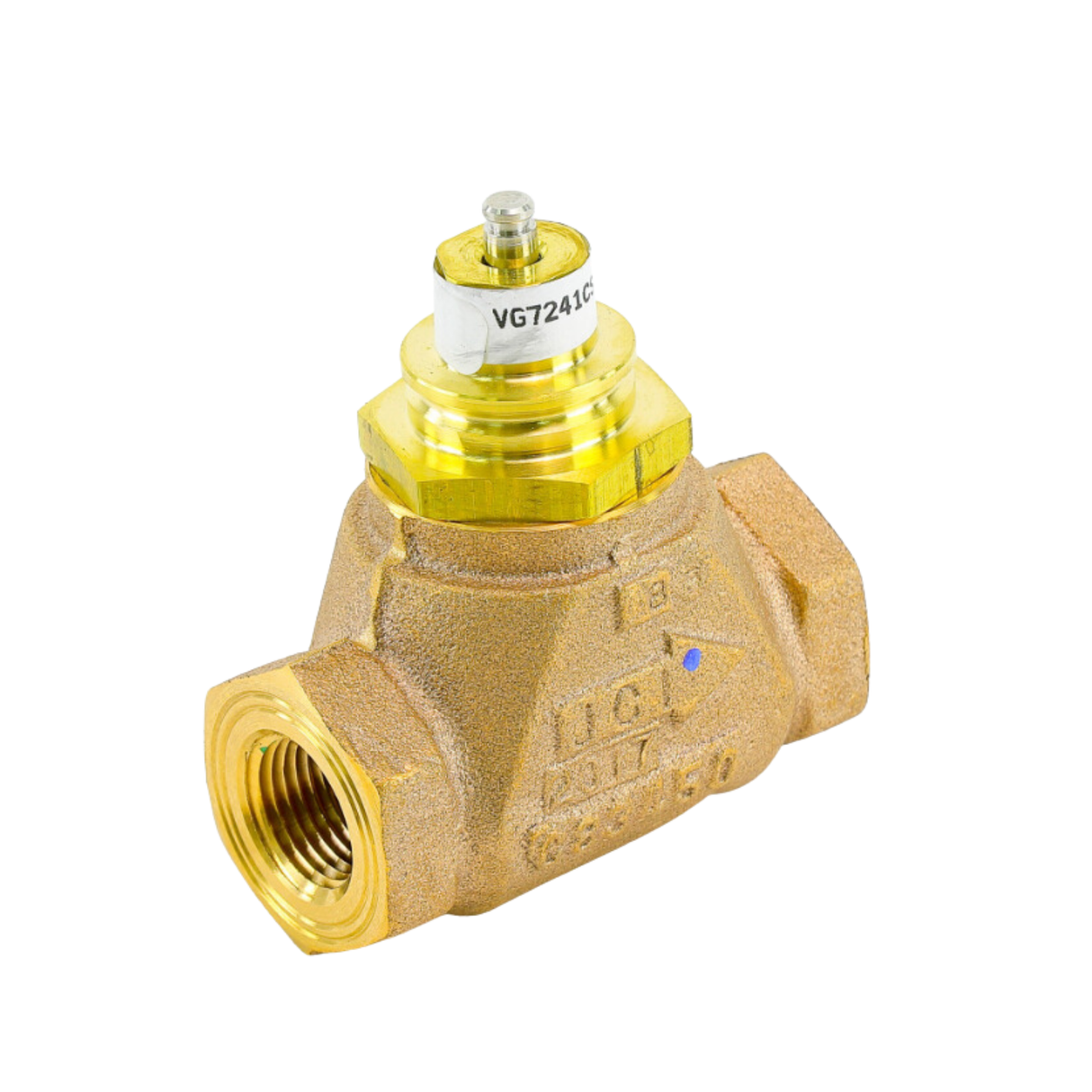 Johnson Controls VG7241CS 1/2" NPT Connection Size, 2 Way, Equal Percentage Flow, Slotted Stem and Small Bonnet and Push Down To Close Action, Union Globe, Valve