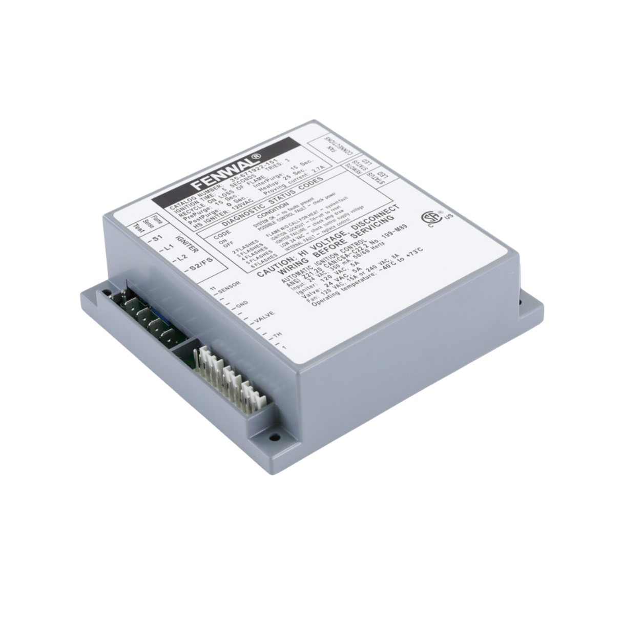 Fenwal 35-671922-151 120VAC, 15s Pre-Purge, 15s Inter-Purge, 25s Heat Up, Automatic Ignition Control