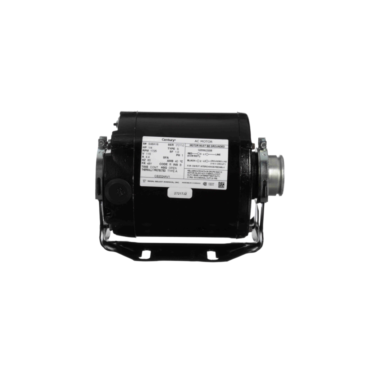 Regal Rexnord - Century Motors CB2024AV1 115 V 60 Hz 1725 RPM 1/4 HP Reversible Motor