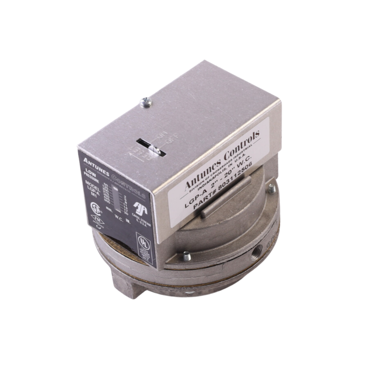 A.J. Antunes 803112506 1/4" NPT, 1/8" NPT Vent, Manual-Reset, SPDT, Low Gas Pressure Switch