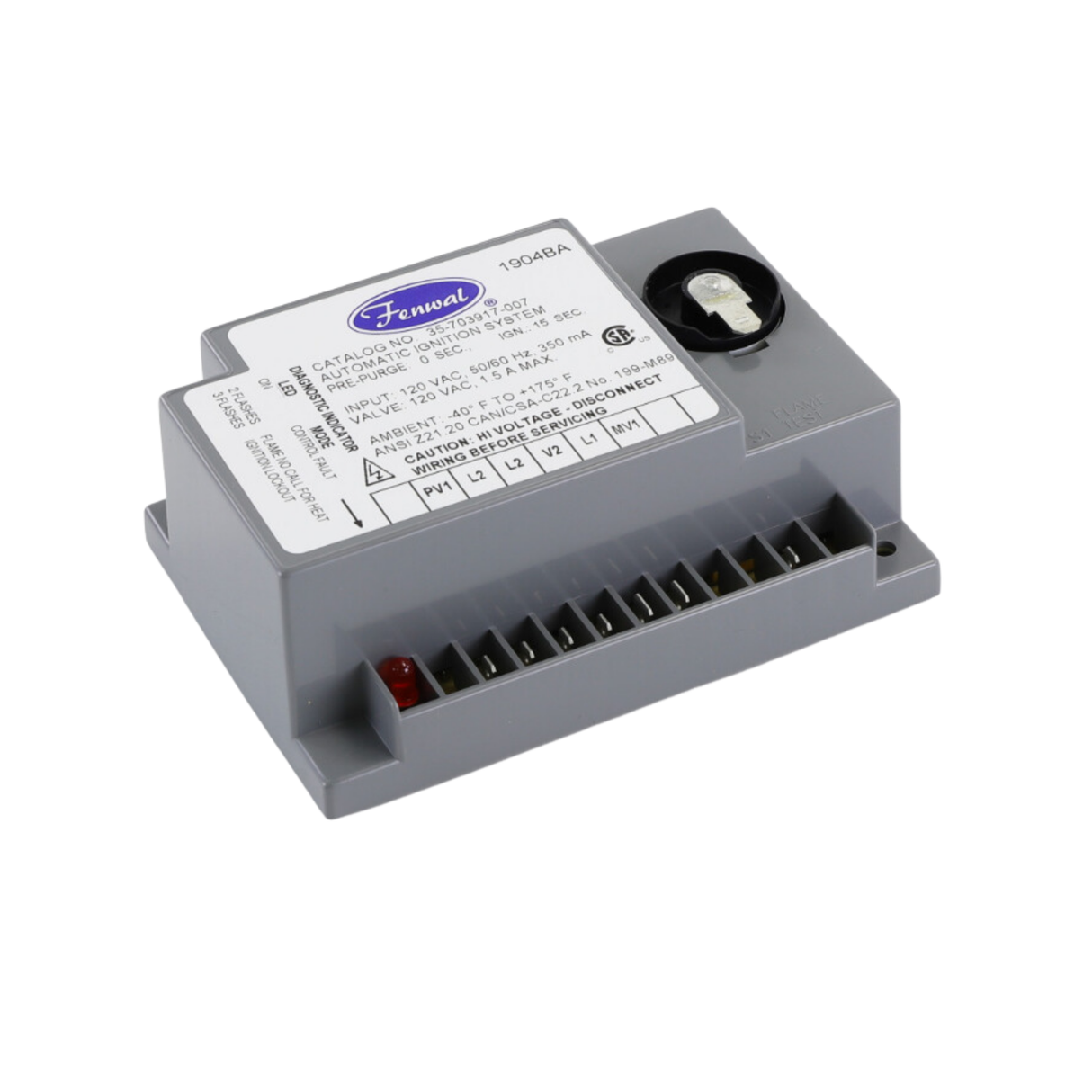 Fenwal 35-703917-007 120VAC, 0 Pre-Purge, 0 Inter-Purge, 15s Ignition Time, Ignition Control