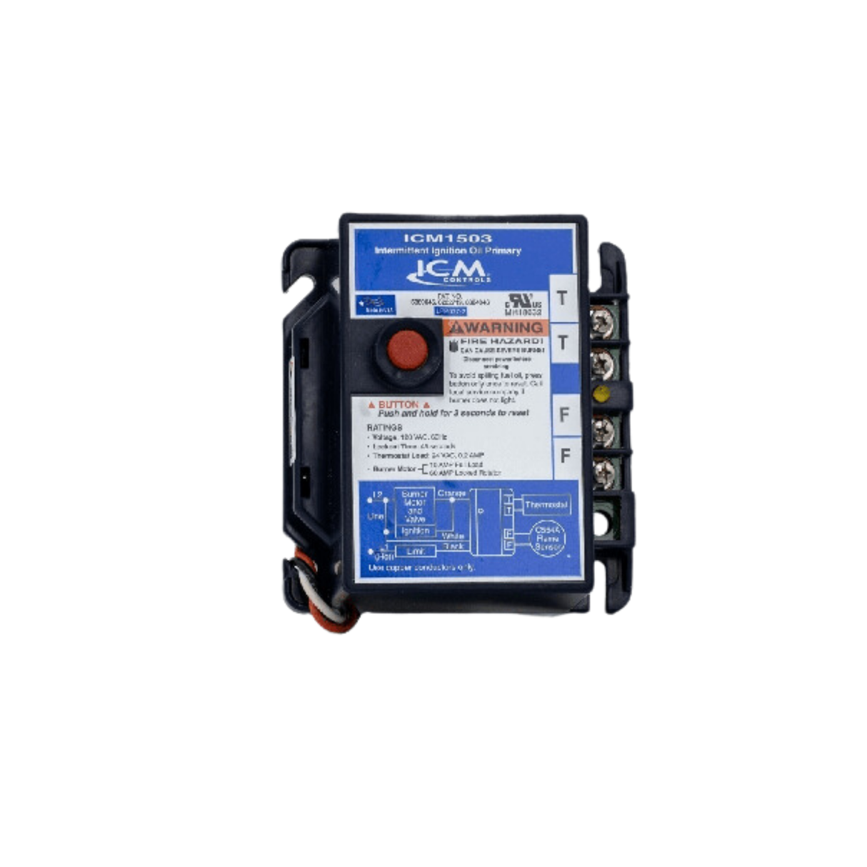 ICM Controls ICM1503 45 Seconds Timing, Safety Switch, Oil Burner Primary Control