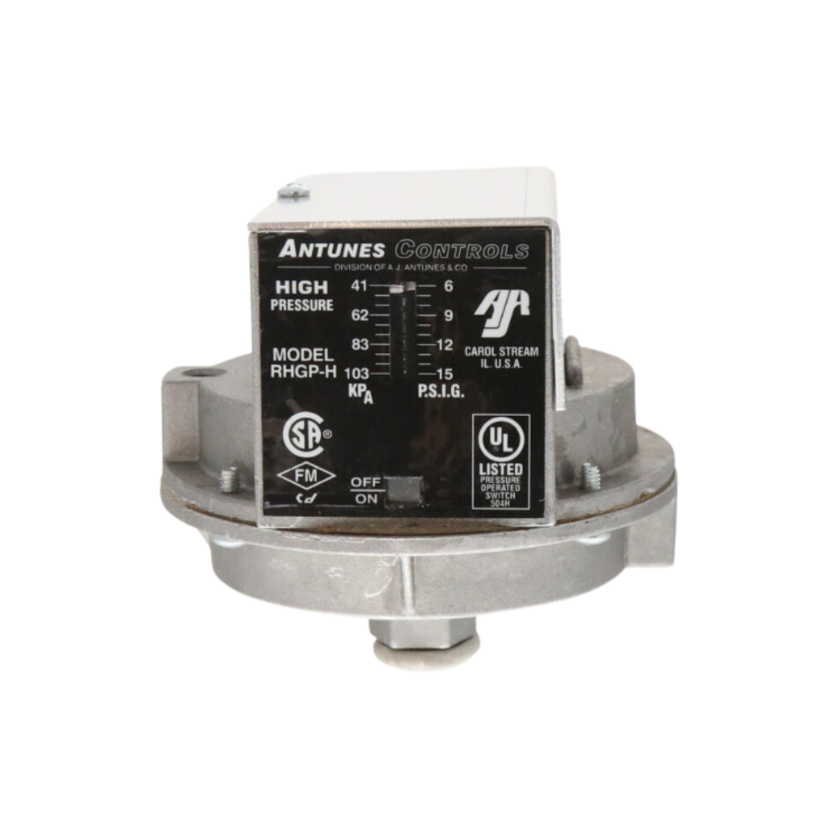 A.J. Antunes 803113402 1/4" NPT, 1/8" NPT Vent, Auto-Reset, SPDT, High Gas Pressure Switch