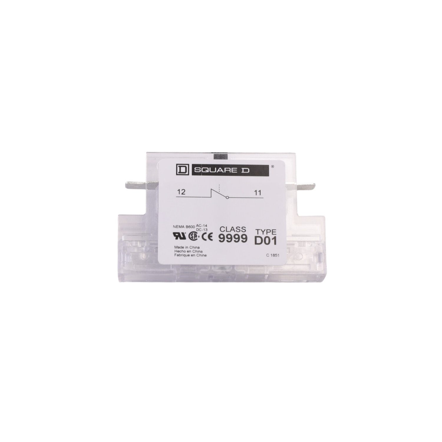 Schneider Electric (Square D) 9999D01 50/90A, 1 N/C, Auxiliary Contact