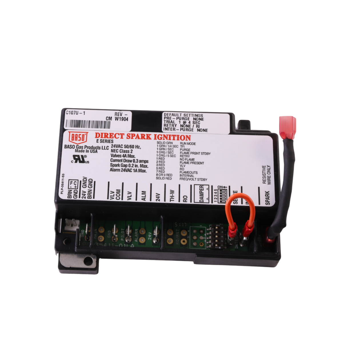 Baso C107U-1C 24V, 50/60 Hertz, Direct, Universal Spark Ignition