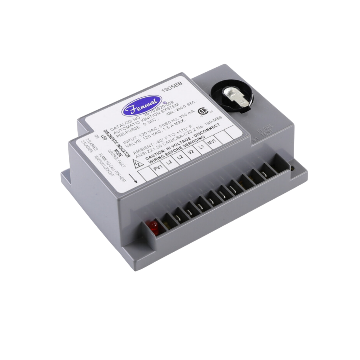 Fenwal 35-703920-009 120VAC, 0 Pre-Purge, 0 Inter-Purge, 240s Ignition Time, Special Direct, Spark Ignition Module