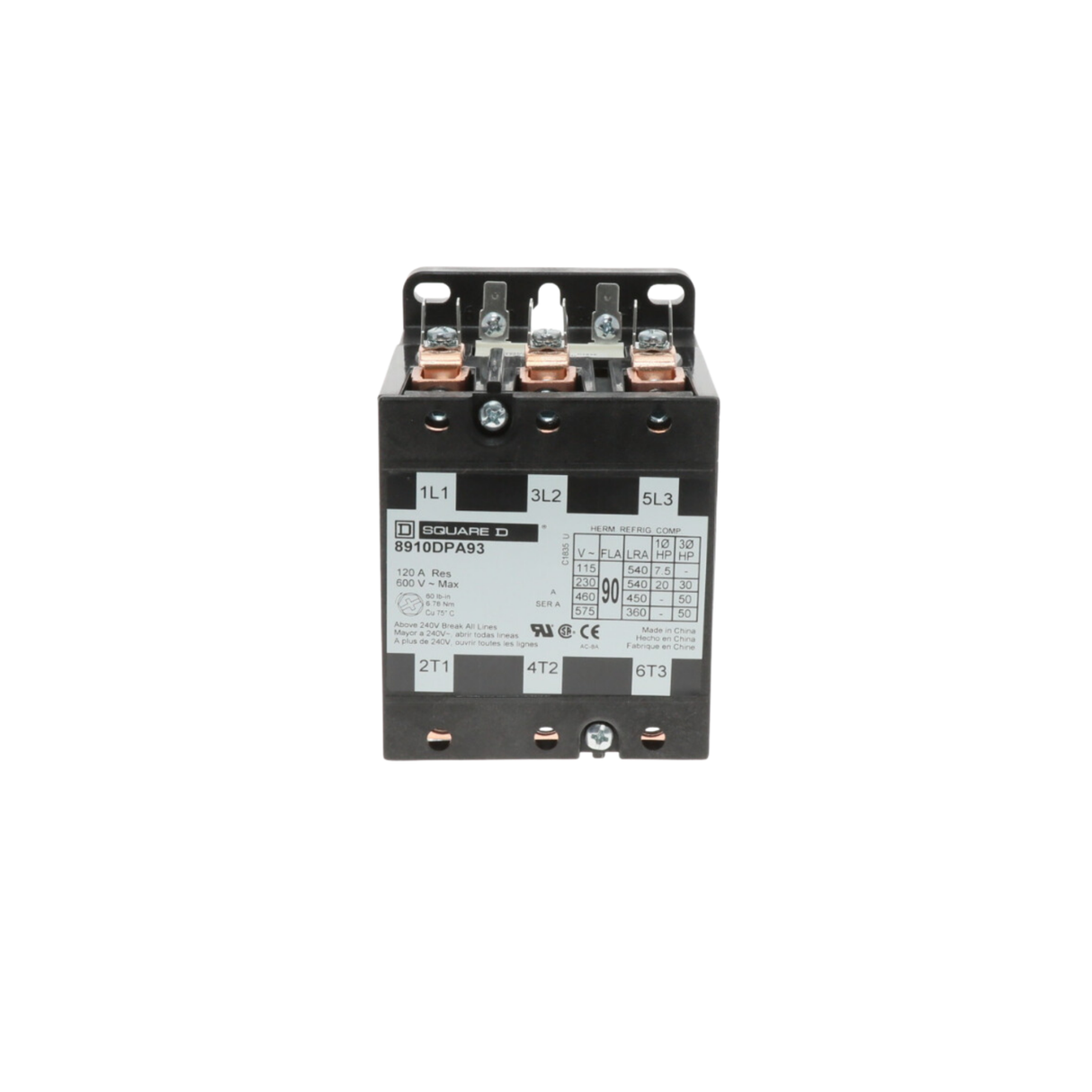 Schneider Electric (Square D) 8910DPA93V02 120VAC, 90A, 3 Pole, Contactor