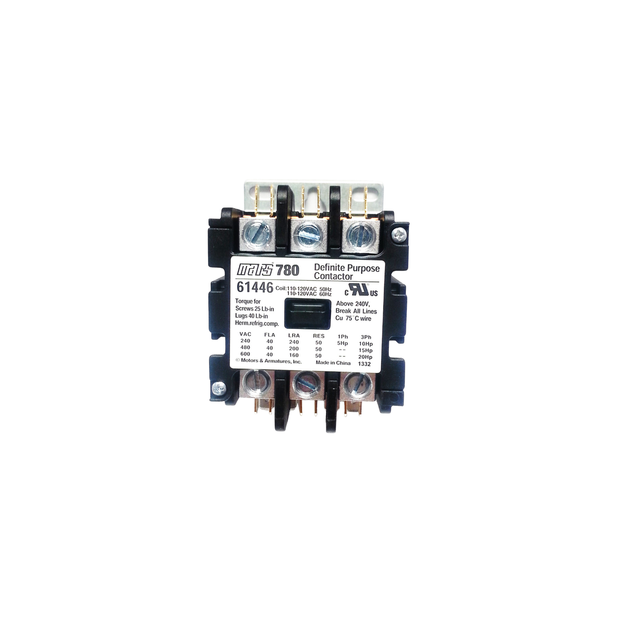 Mars 61446 120 V 40 A 3-Pole Contactor