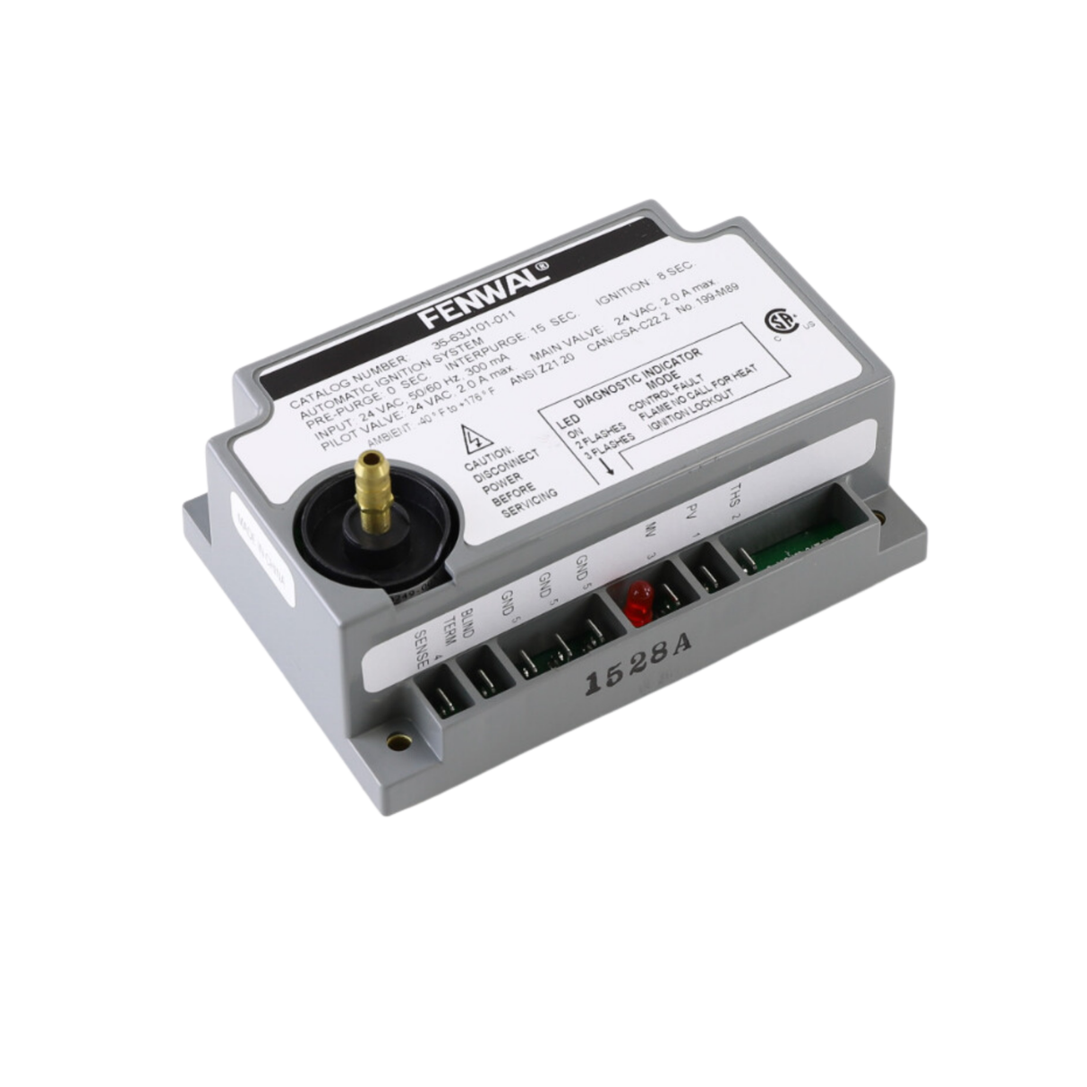Fenwal 35-63J101-011 24VAC, 0 Pre-Purge, 15s Inter-Purge, 8s Ignition Time, Johnson Replacement, Ignition Module Control