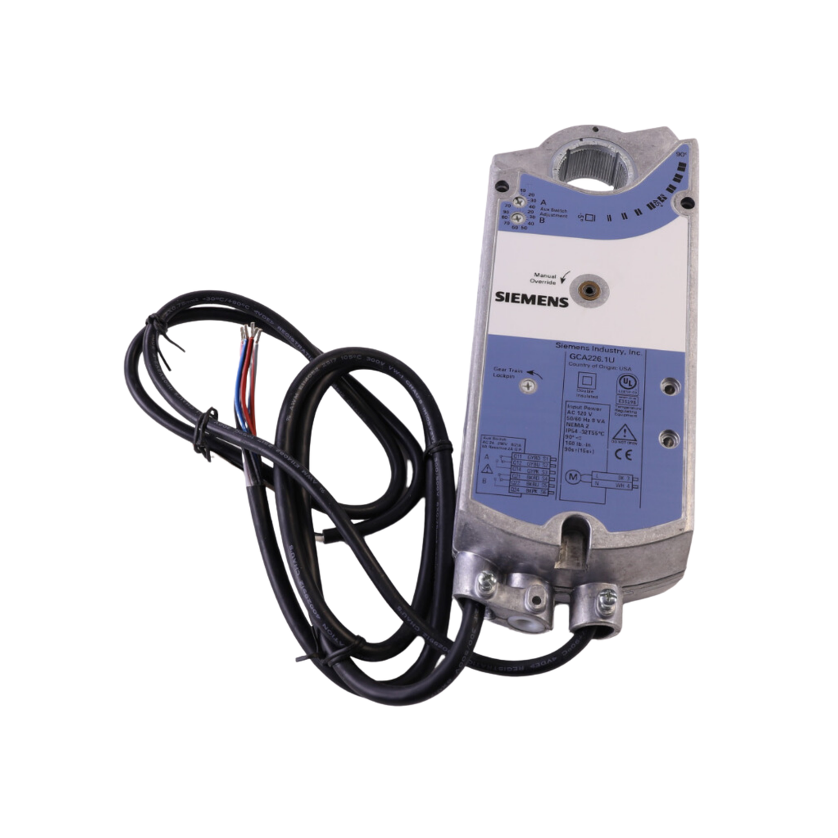 Siemens Building Technology GCA226.1U 120V, 132 Lb-In, 2 Position, Spring Return, Damper Actuator