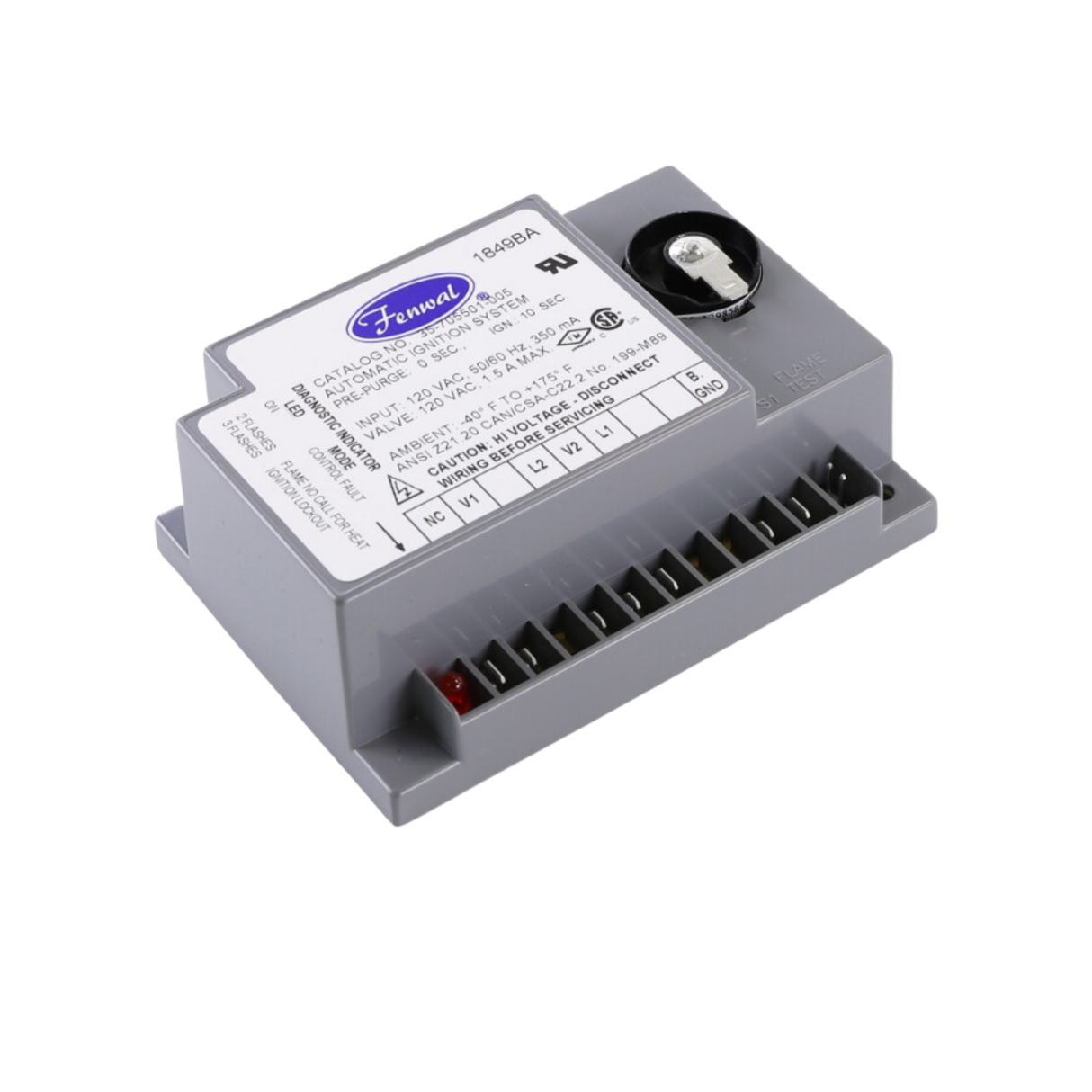 Fenwal 35-705501-005 120VAC, 0 Pre-Purge, 0 Inter-Purge, 10s Ignition Time, Automatic Ignition System