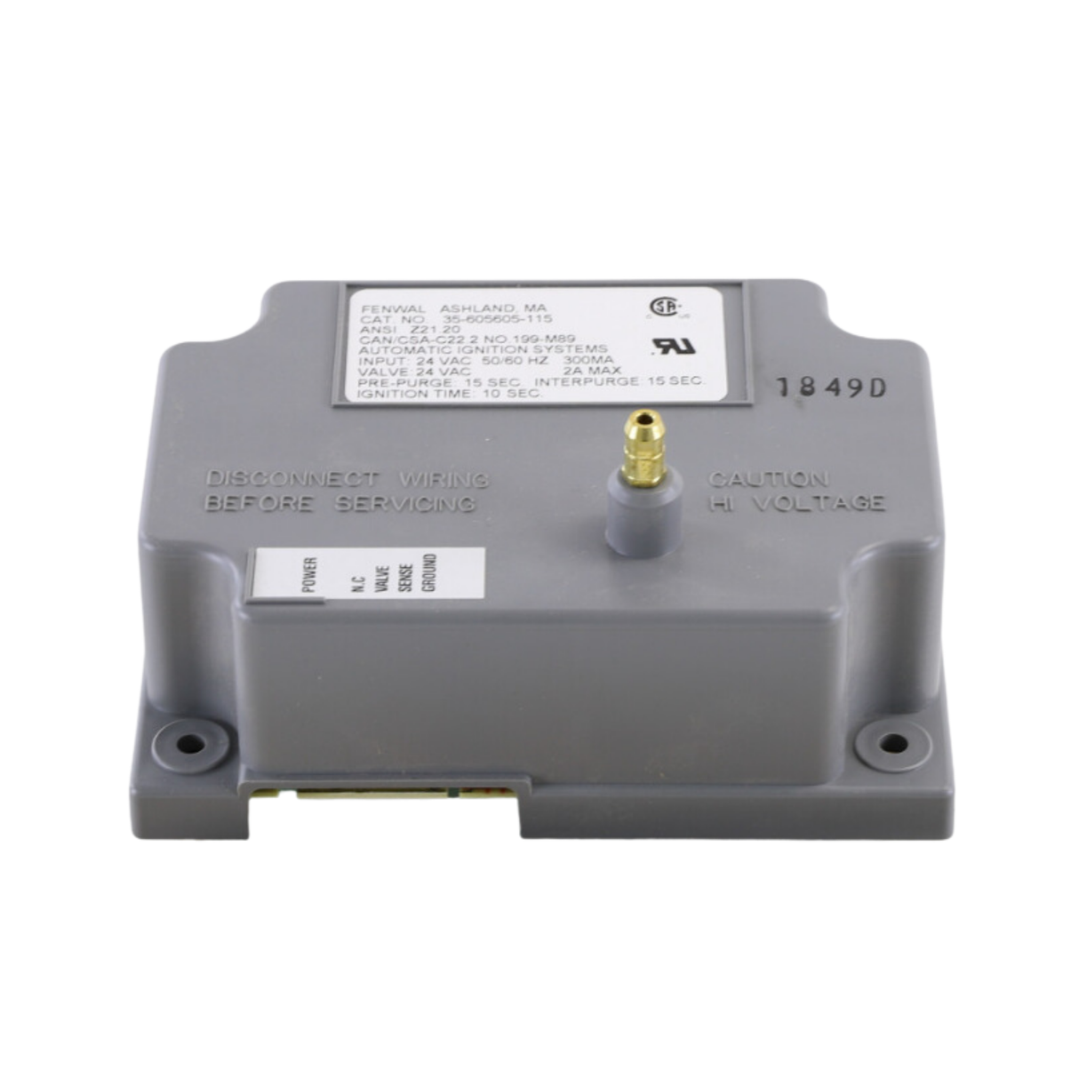 Fenwal 35-605605-115 24VAC, 15s Pre-Purge, 15s Inter-Purge, 10s Ignition Time, Automatic Ignition System