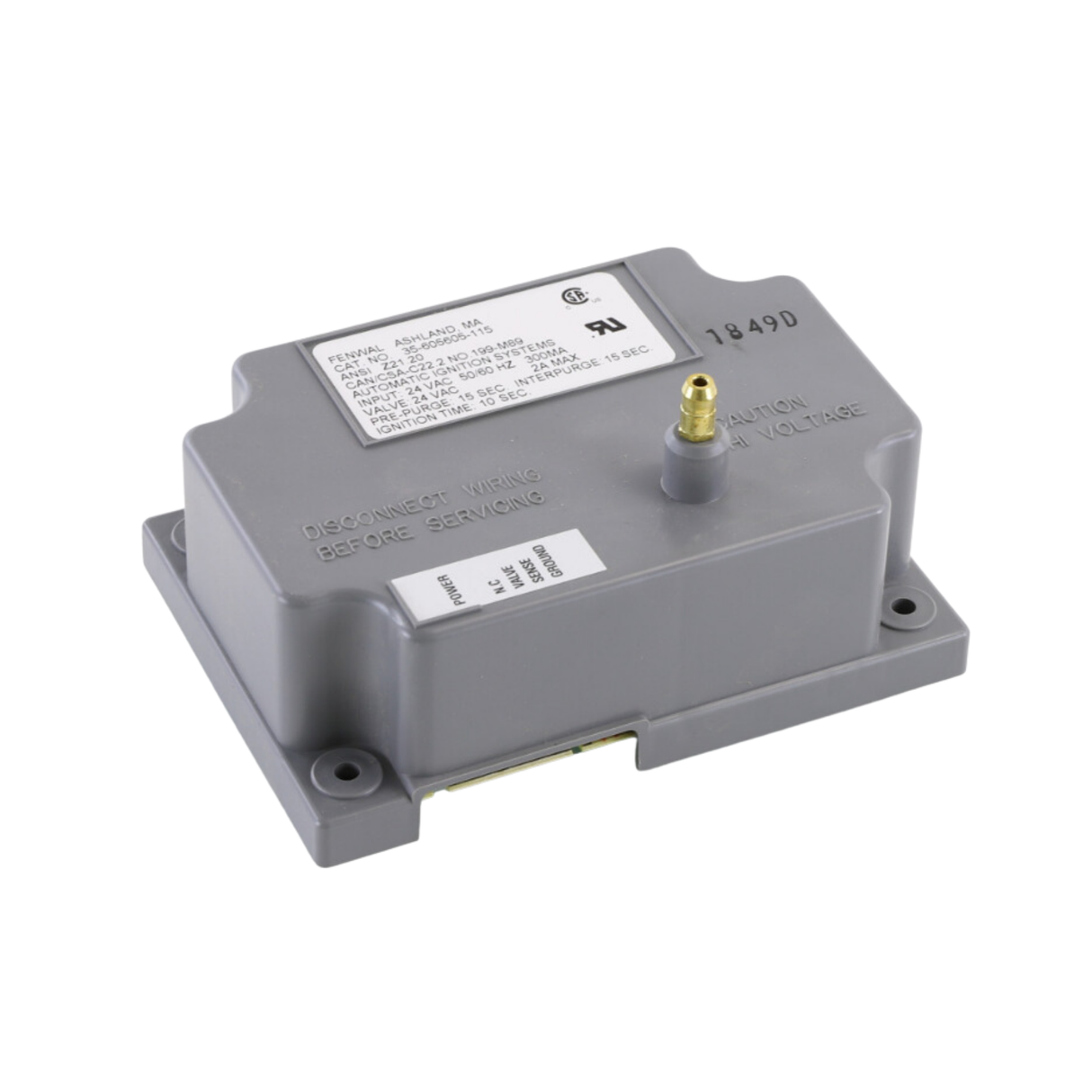Fenwal 35-605605-115 24VAC, 15s Pre-Purge, 15s Inter-Purge, 10s Ignition Time, Automatic Ignition System