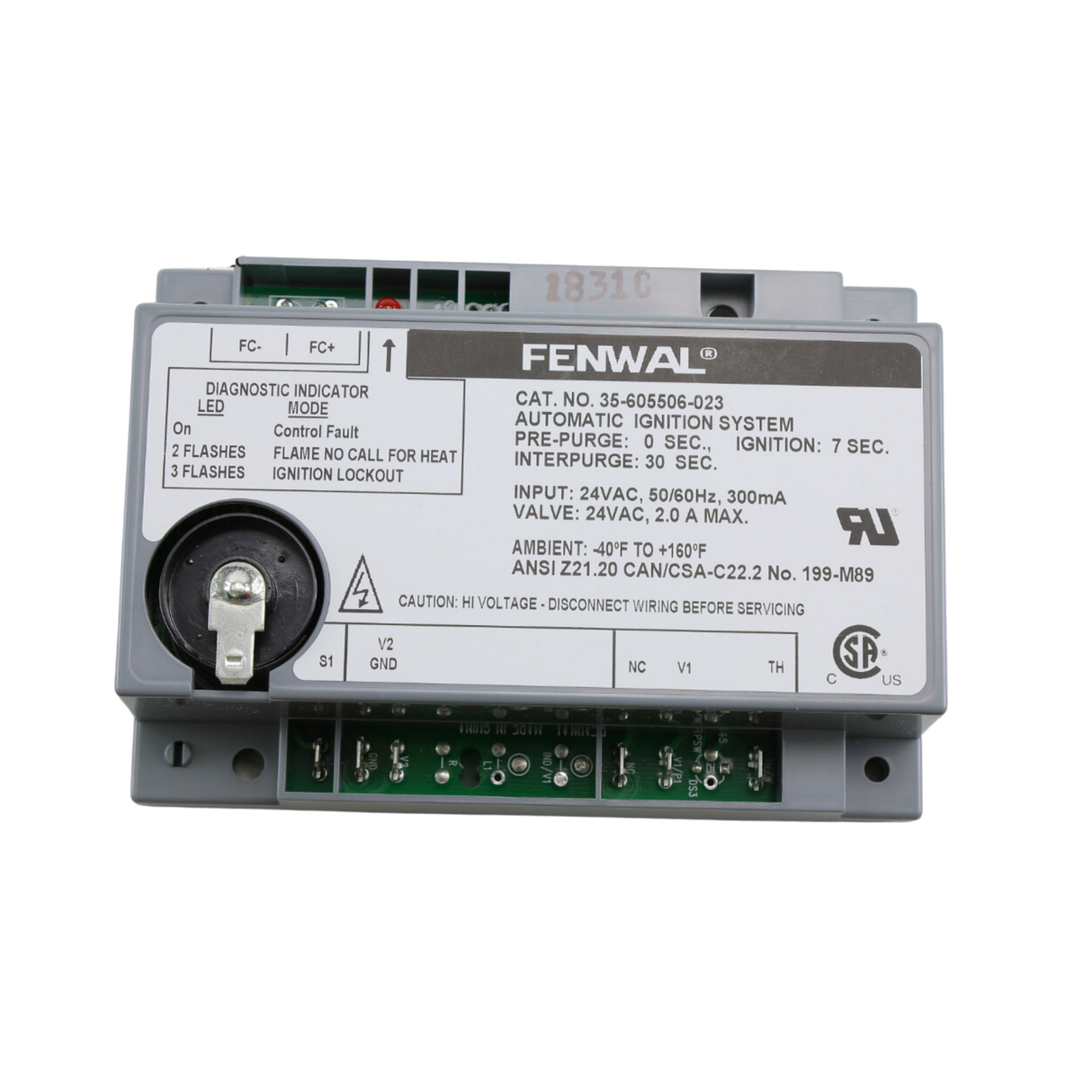 Fenwal 35-605506-023 24V, 0 Pre-Purge, 30s Inter-Purge, 7s Ignition Time, Automatic Ignition System