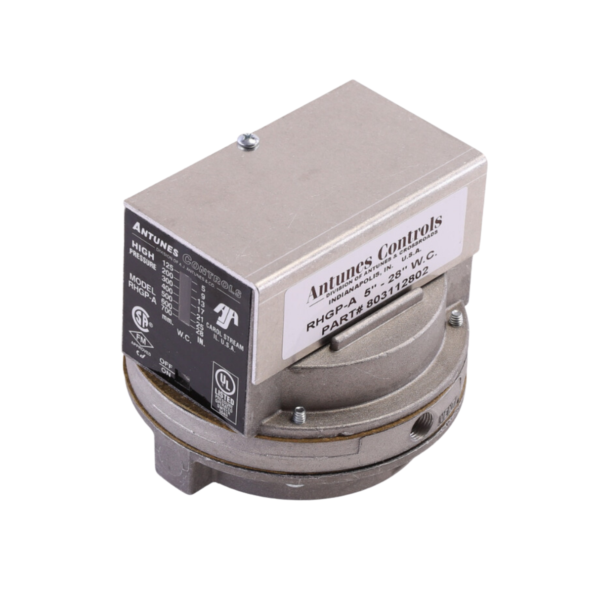 A.J. Antunes 803112802 1/4" NPT, 1/8" NPT Vent, Auto-Reset, SPDT, High Gas Pressure Switch