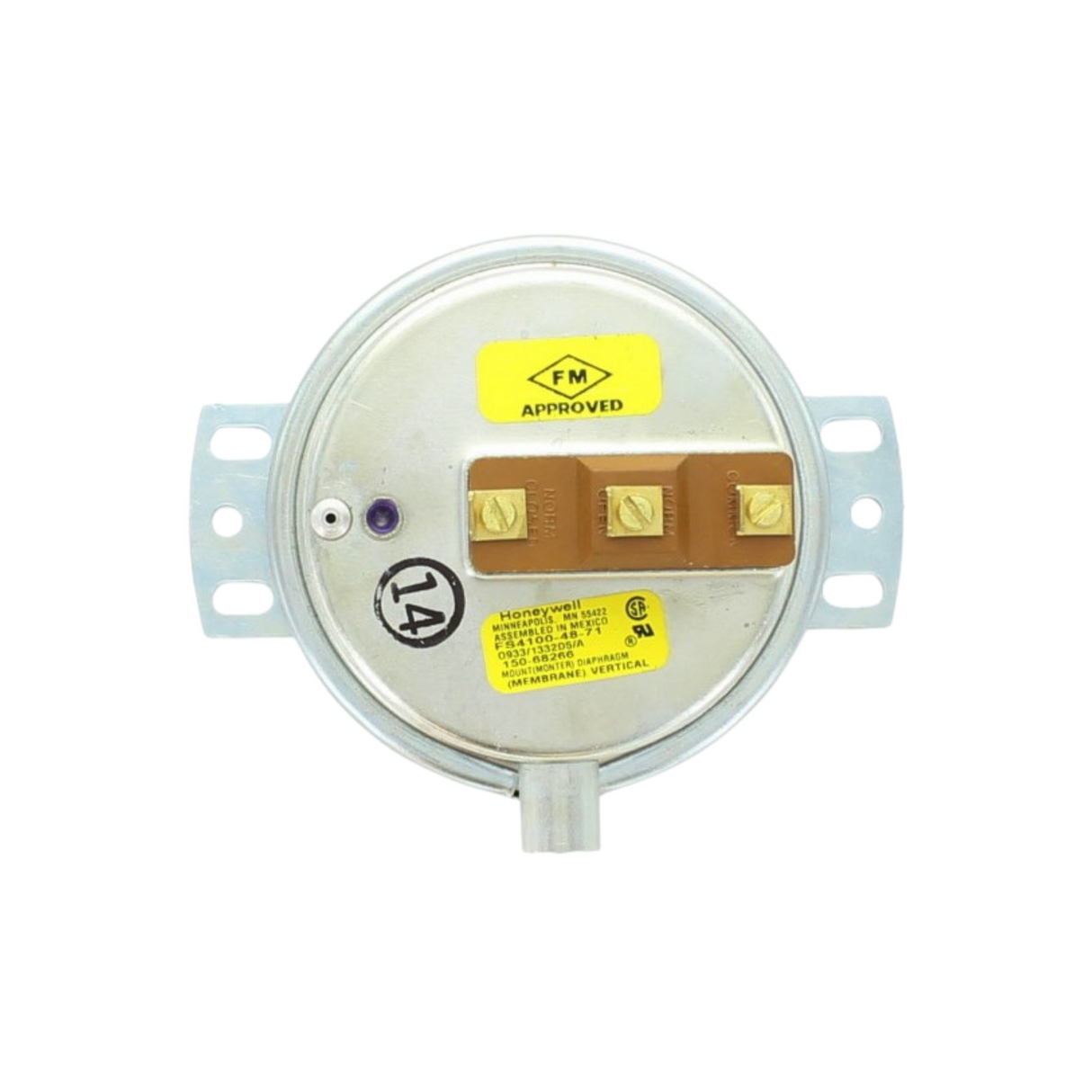 Reznor 68266 Pressure Switch, Air Proving, Wall Mount (Replaced by RZ193810)
